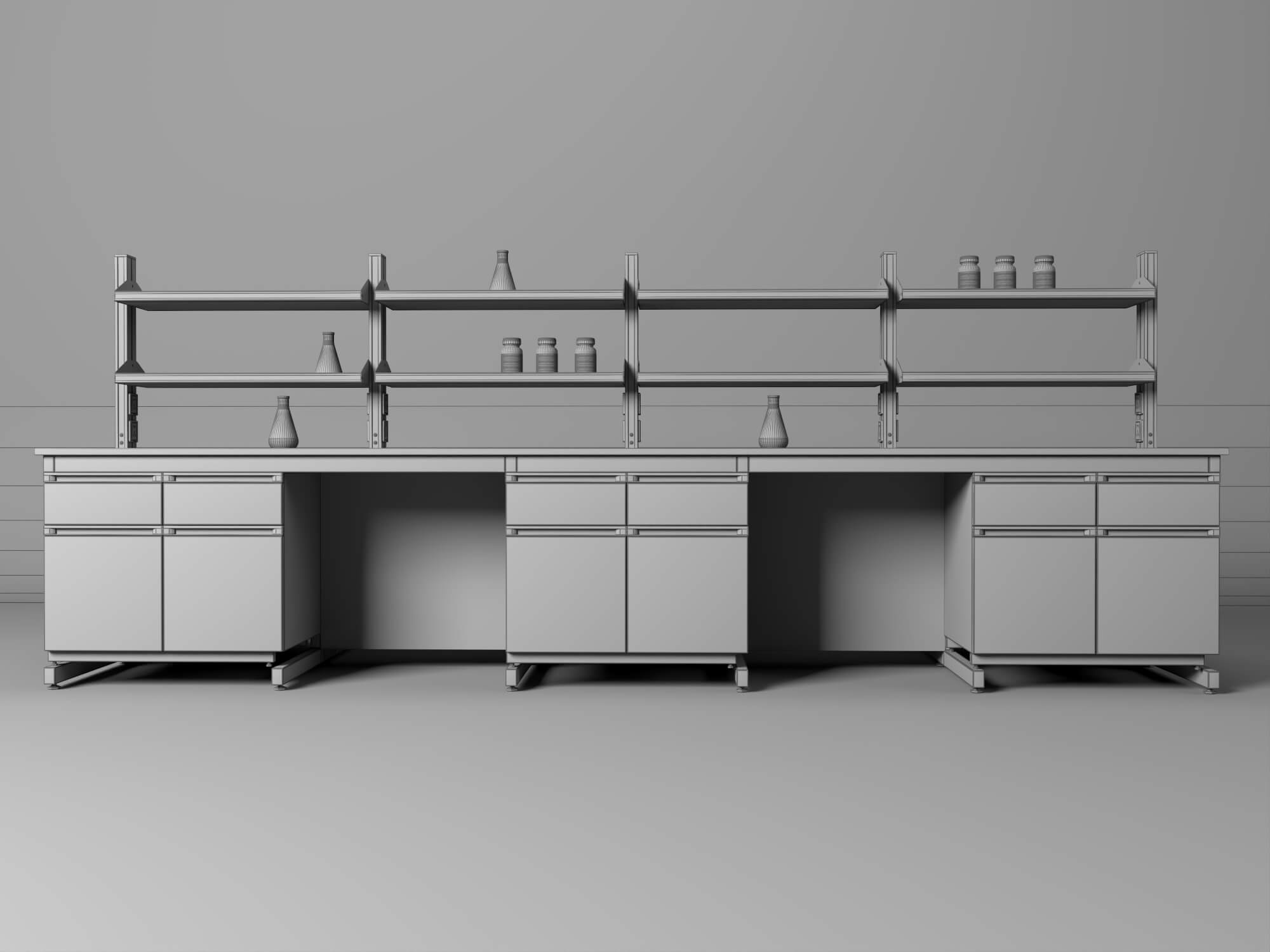 Laboratory Central Workbench 3D Model