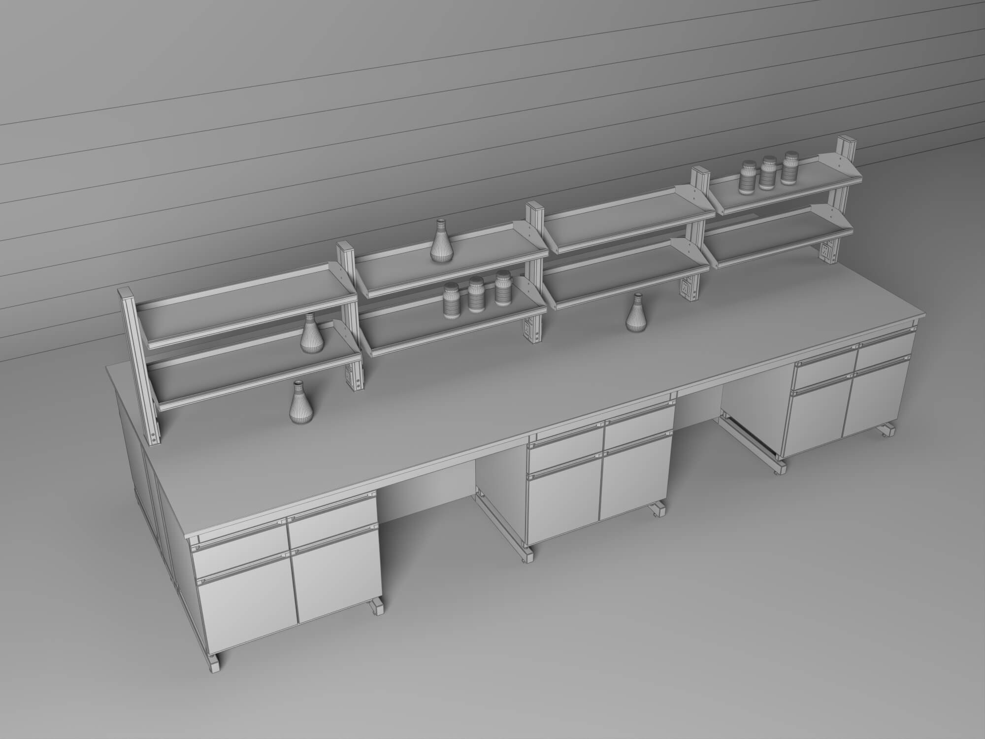 Laboratory Central Workbench 3D Model