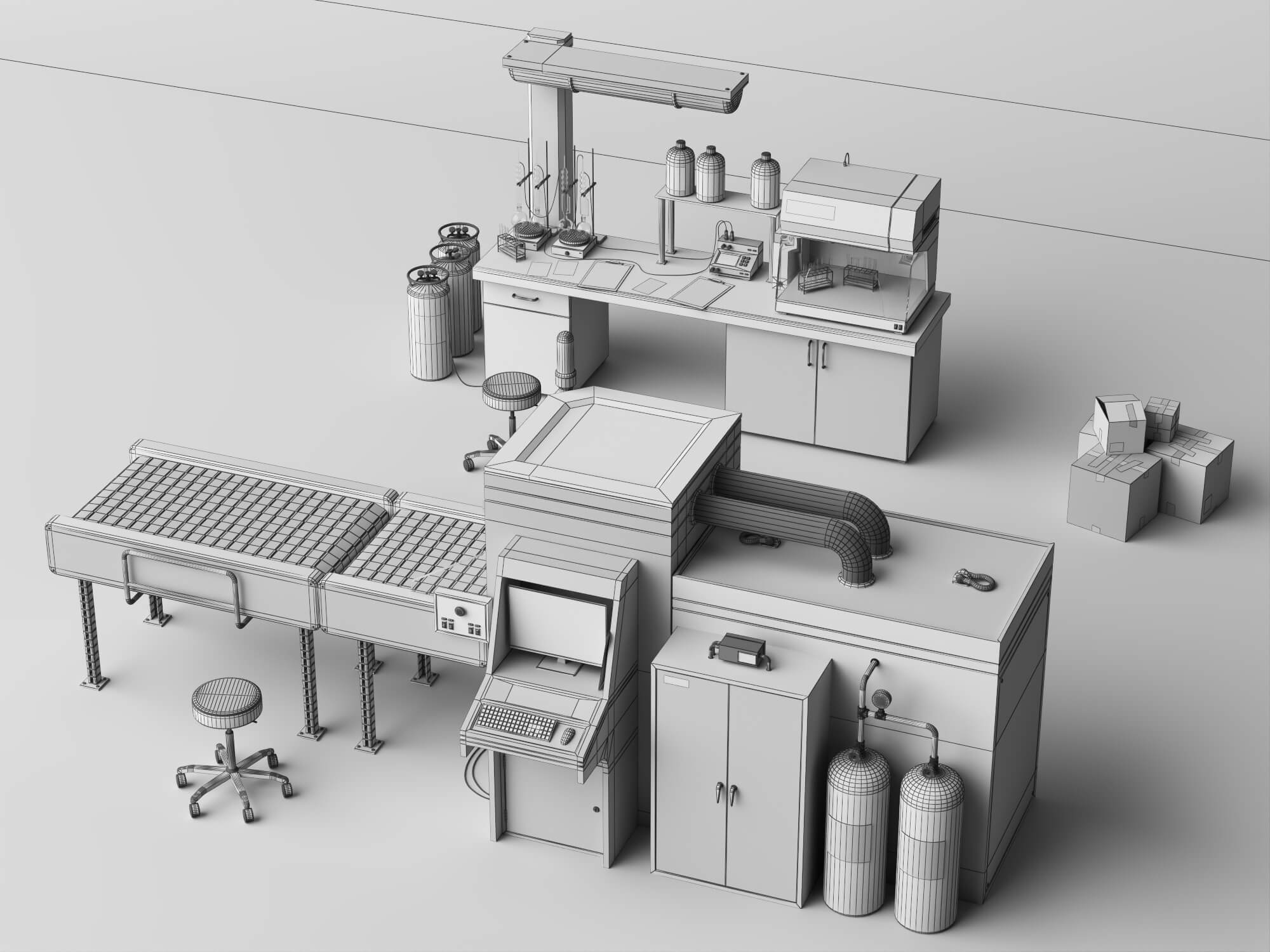 Laboratory Inspection Station 3D Model 3D Model