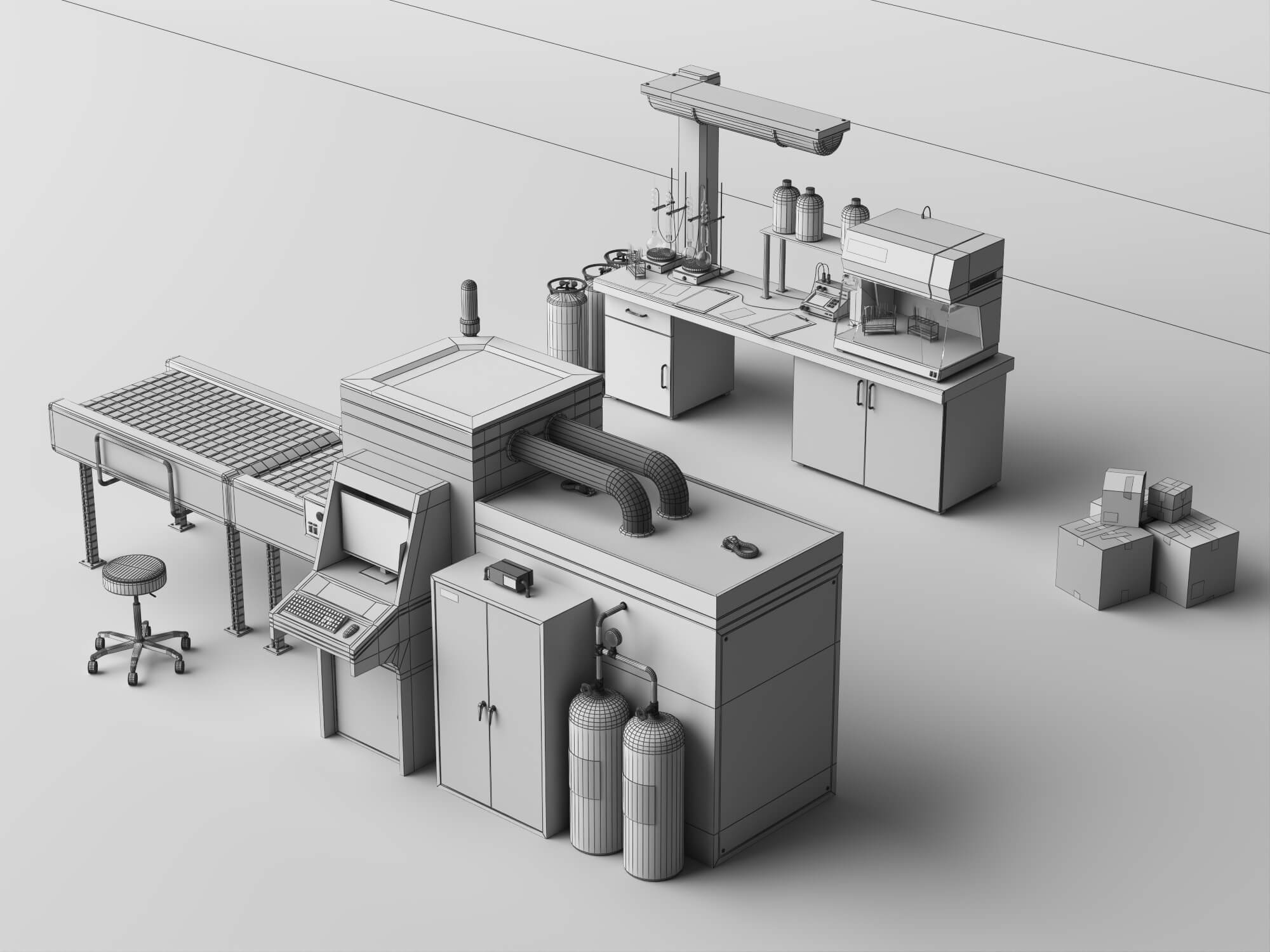 Laboratory Inspection Station 3D Model 3D Model