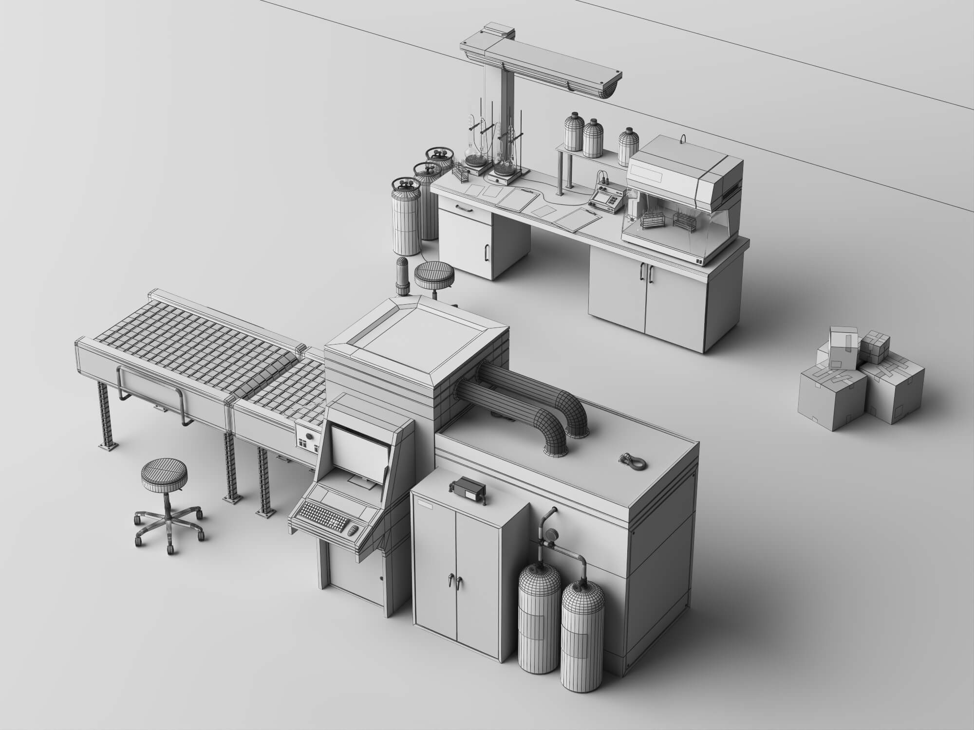 Laboratory Inspection Station 3D Model 3D Model