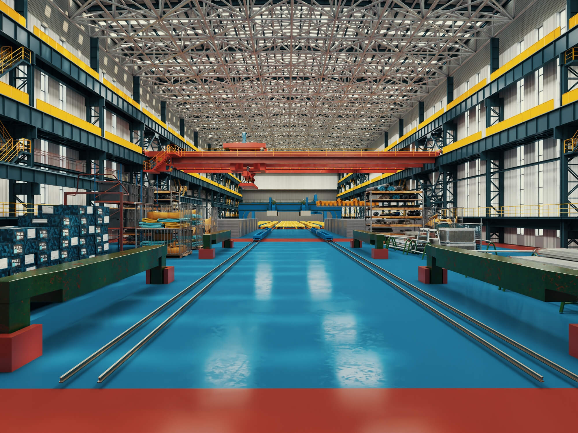 Large Industrial Factory Workshop 3d Model 3D Model