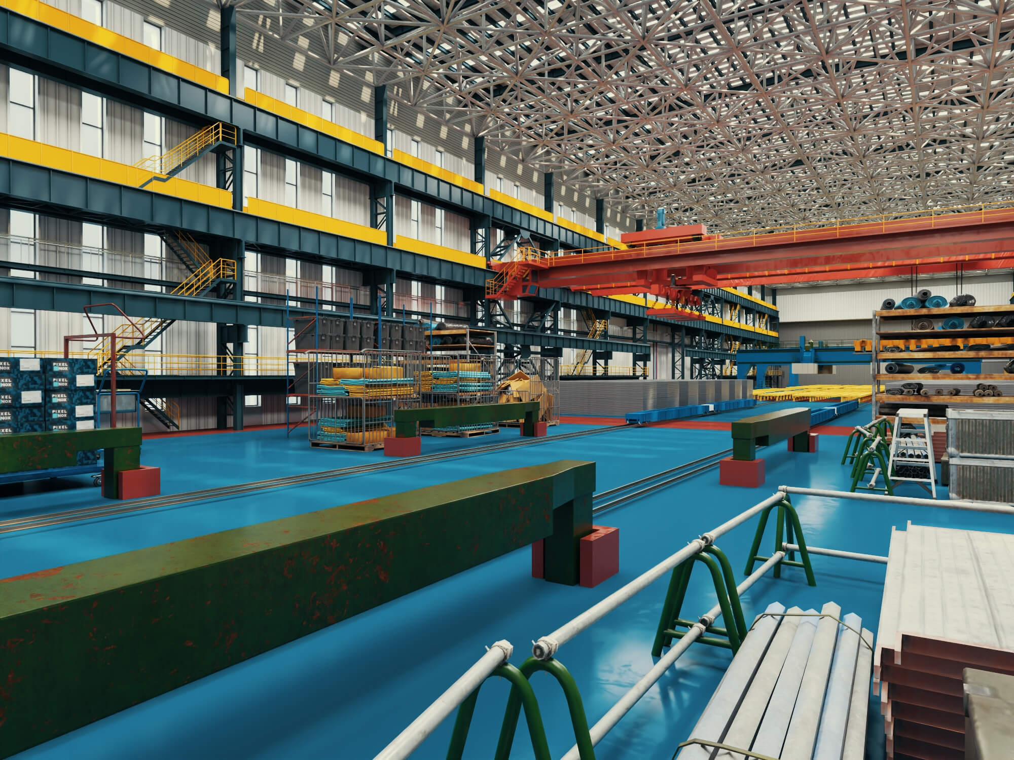 Large Industrial Factory Workshop 3d Model 3D Model