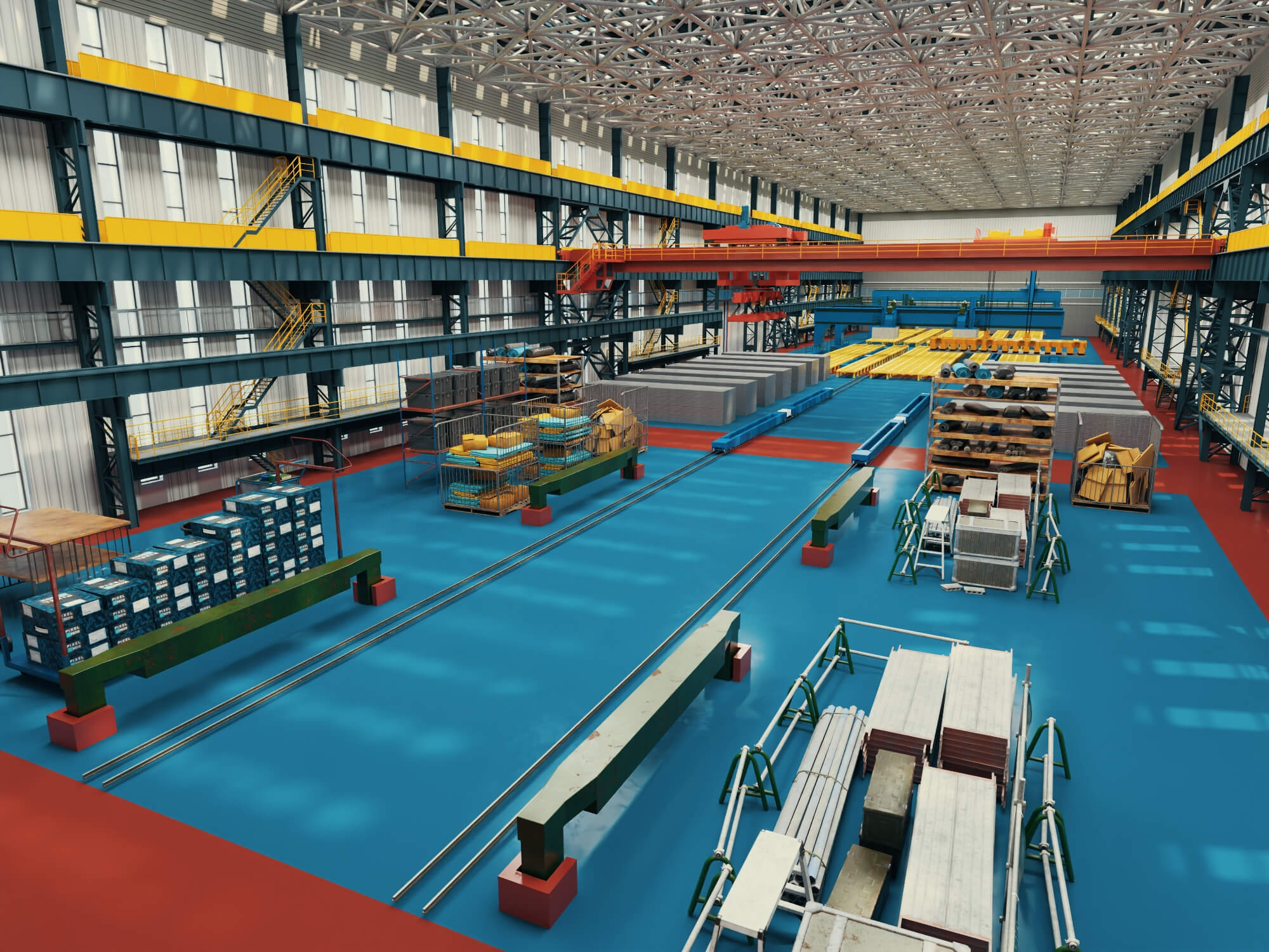 Large Industrial Factory Workshop 3d Model 3D Model