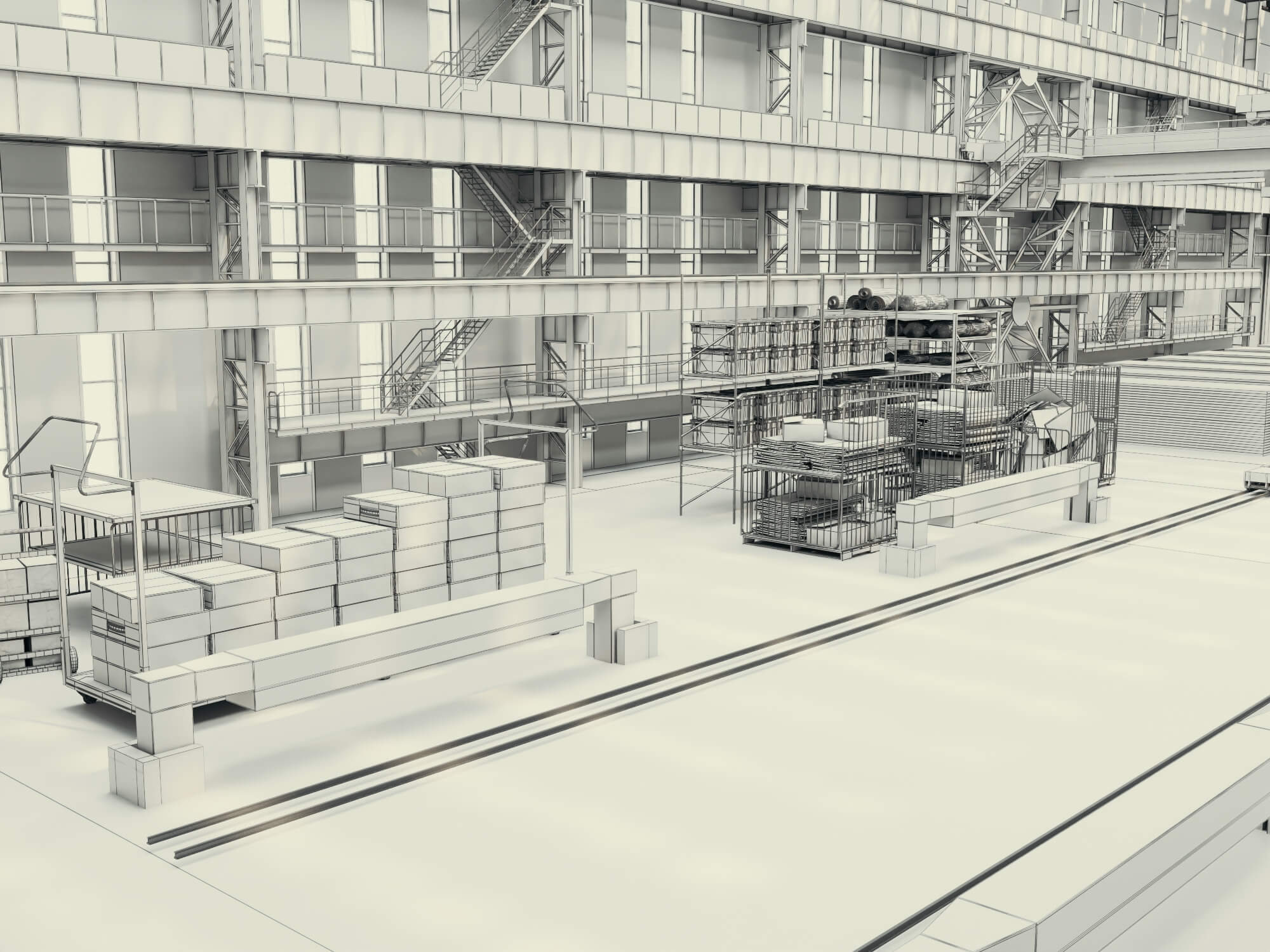 Large Industrial Factory Workshop 3d Model 3D Model