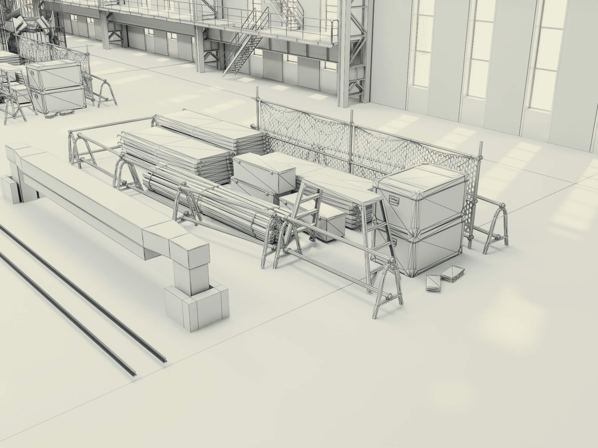 Large Industrial Factory Workshop 3d Model 3D Model
