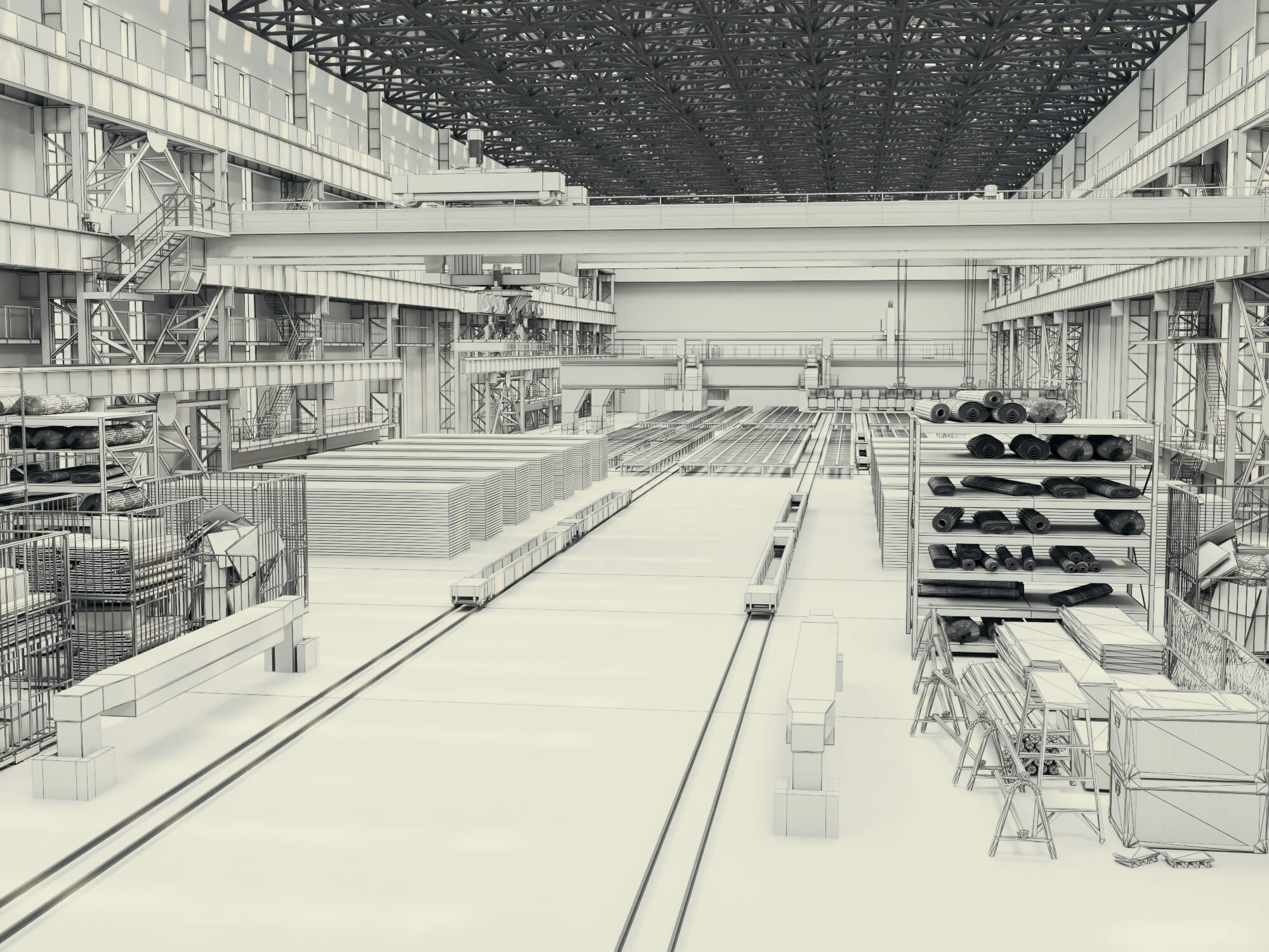 Large Industrial Factory Workshop 3d Model 3D Model