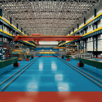 Large Industrial Factory Workshop 3d Model