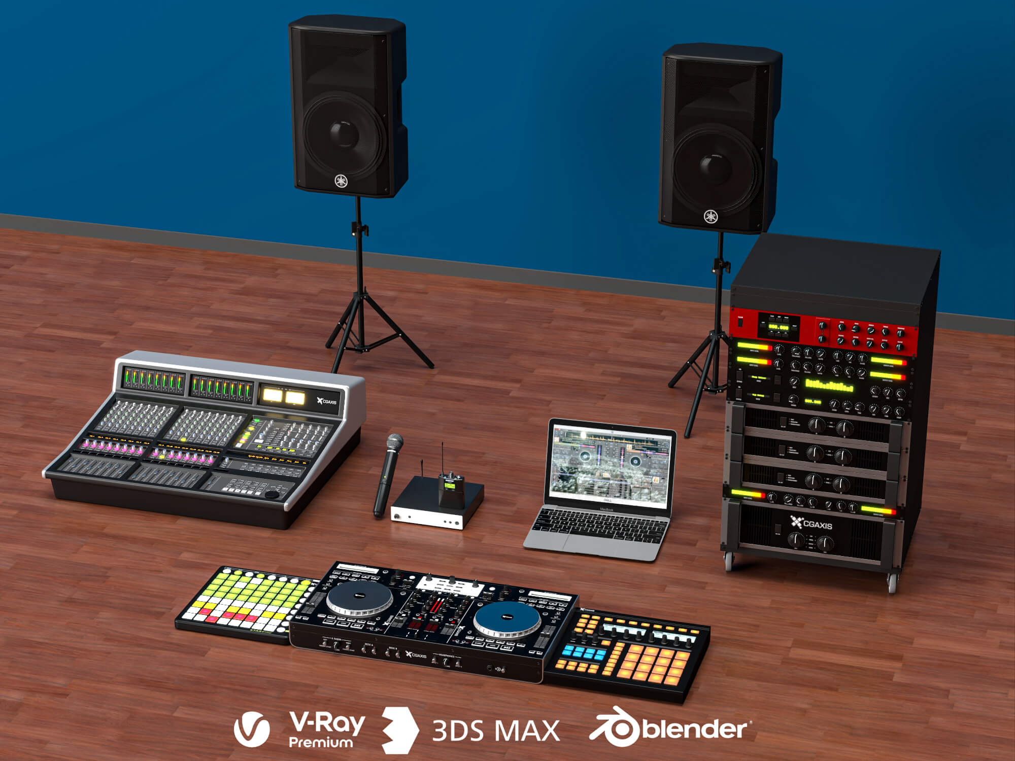 Live Sound DJ Equipment Set 3D Model