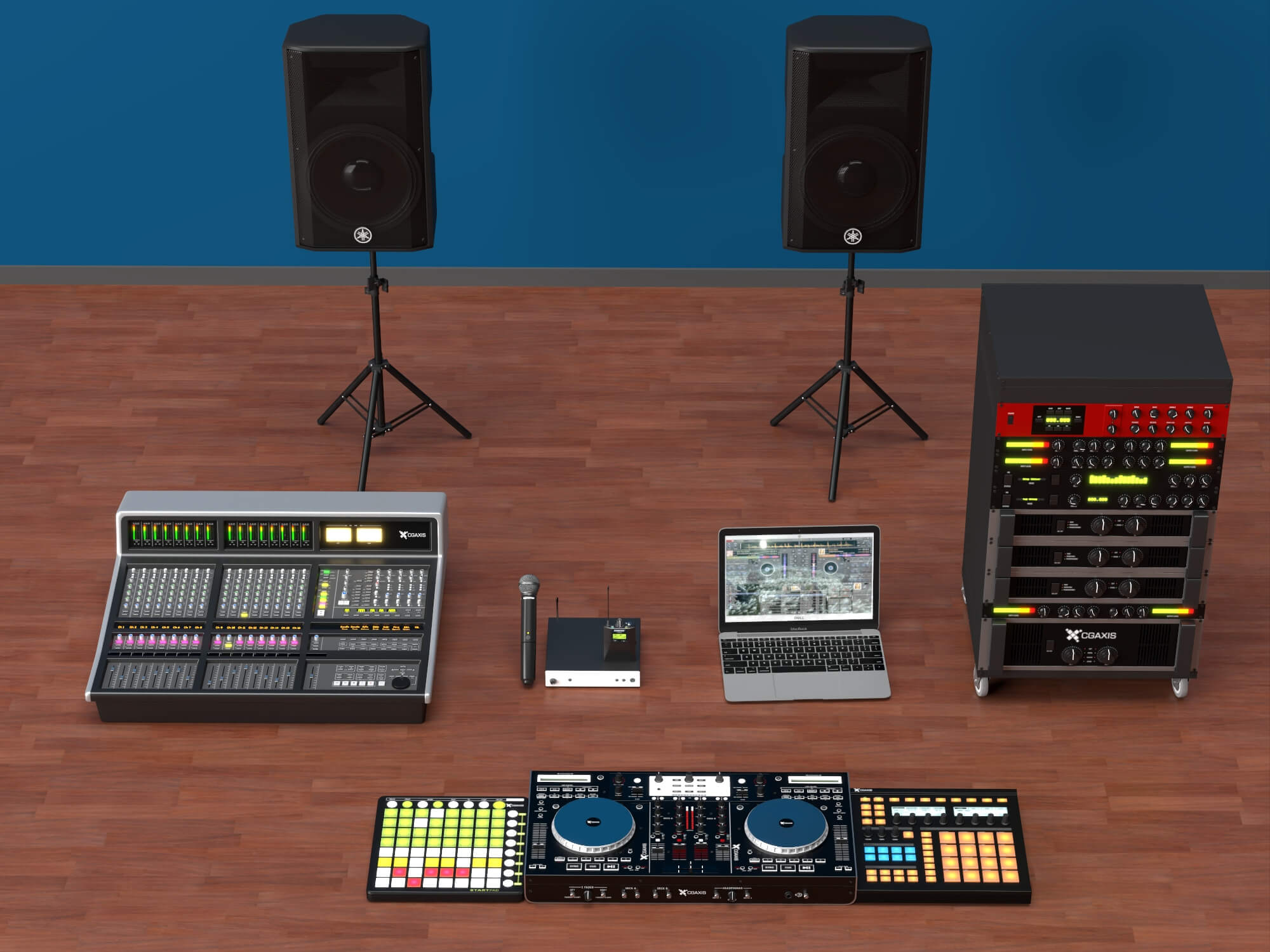 Live Sound DJ Equipment Set 3D Model