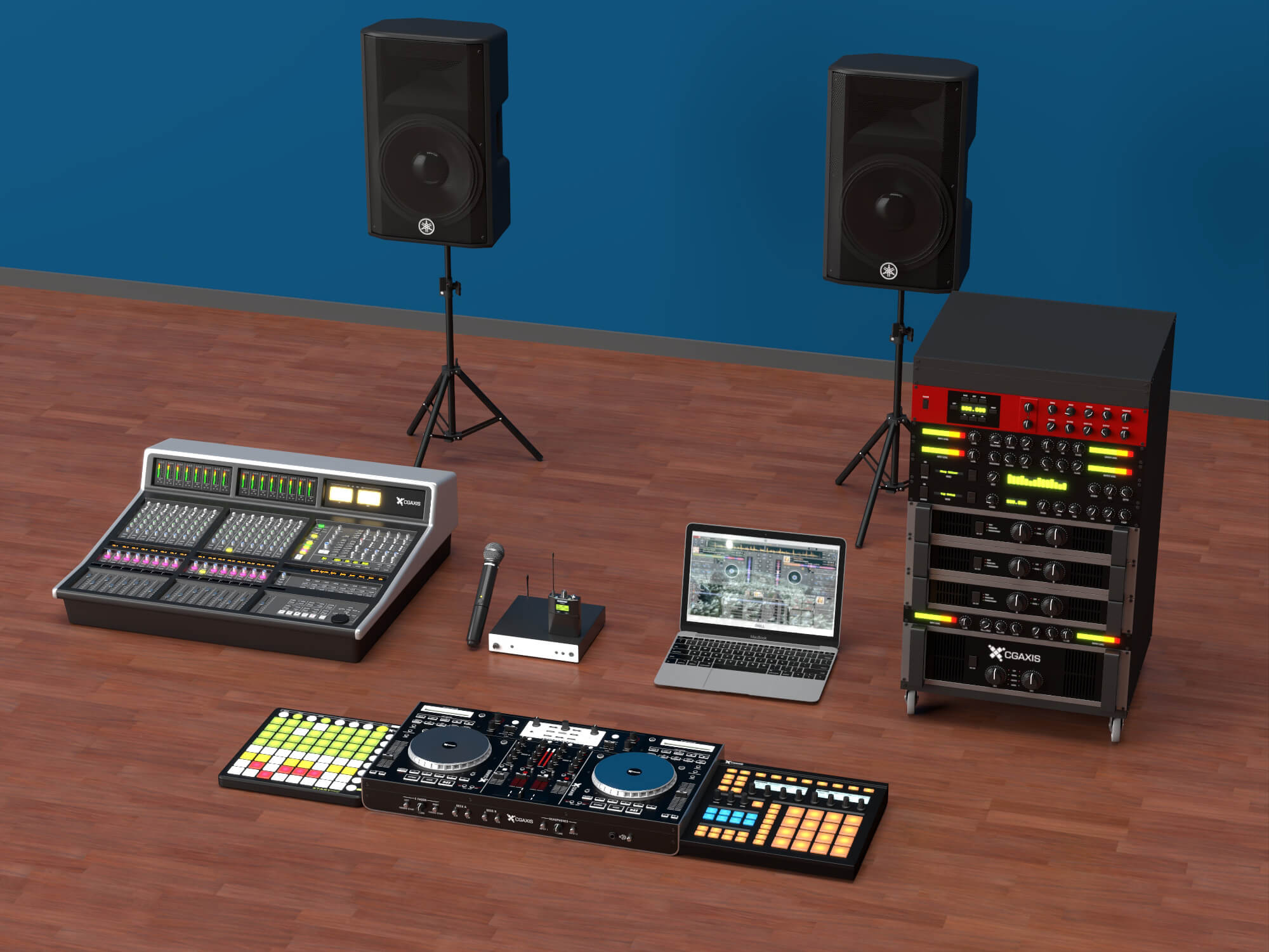 Live Sound DJ Equipment Set 3D Model