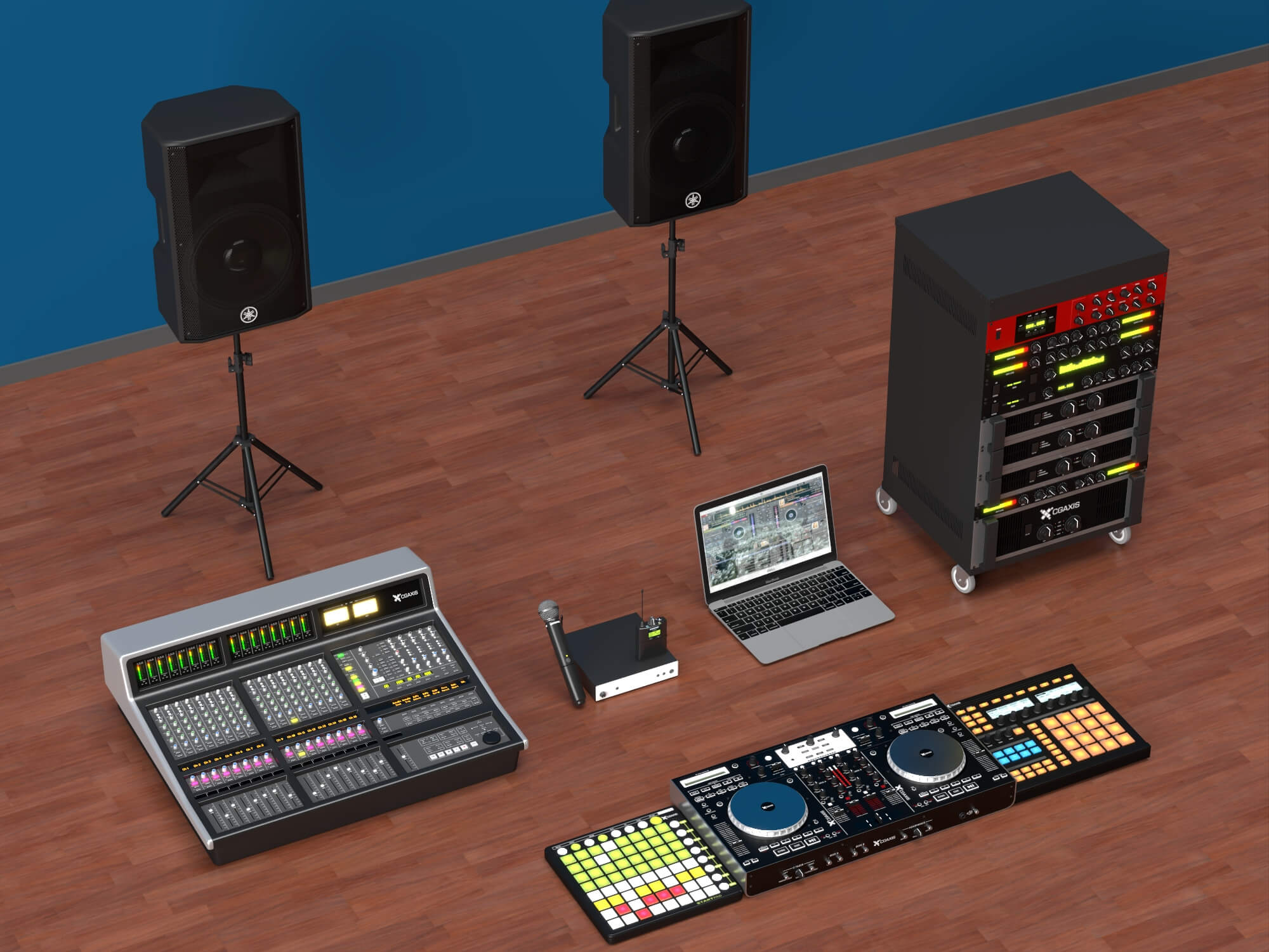 Live Sound DJ Equipment Set 3D Model