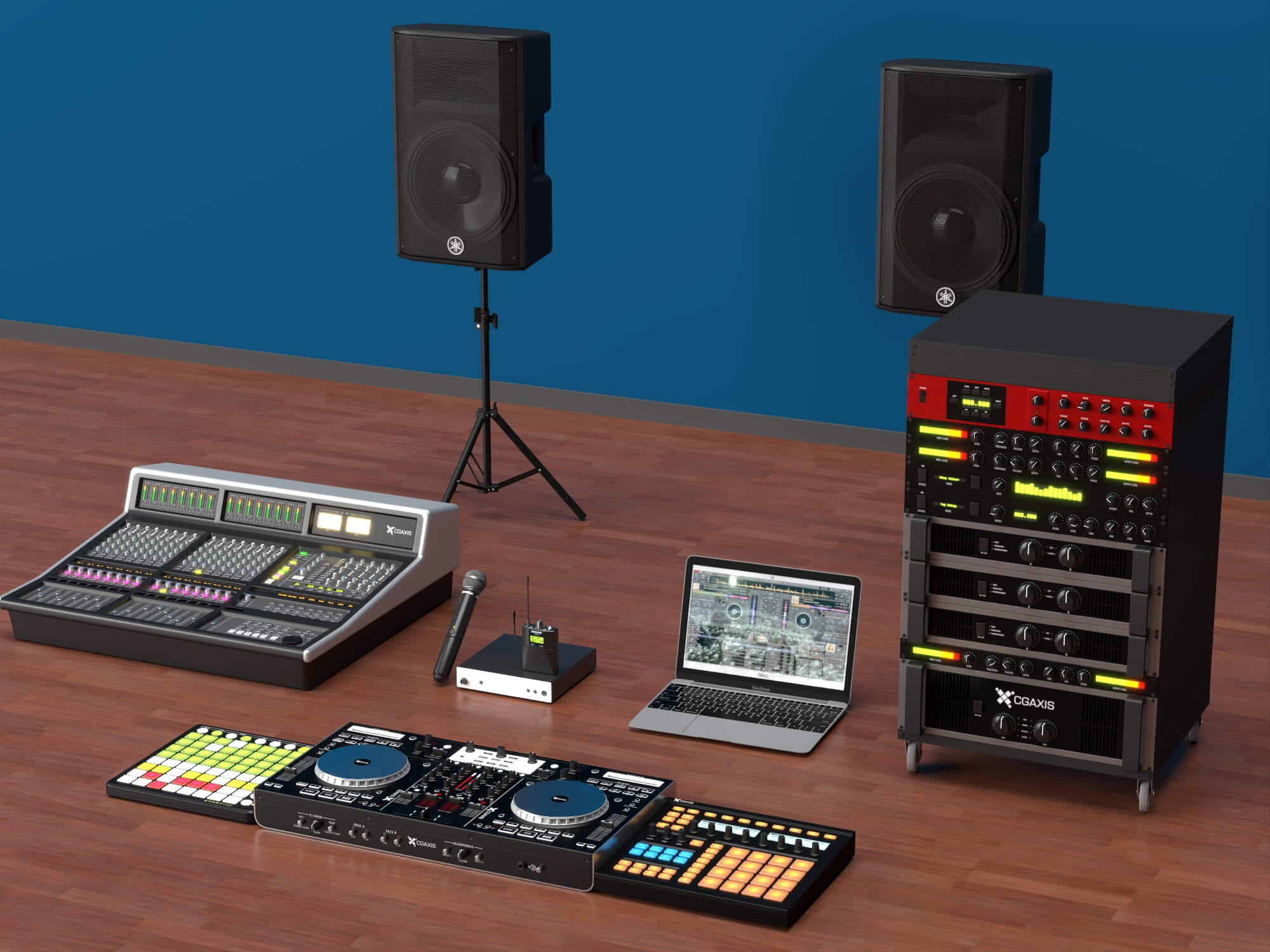 Live Sound DJ Equipment Set 3D Model