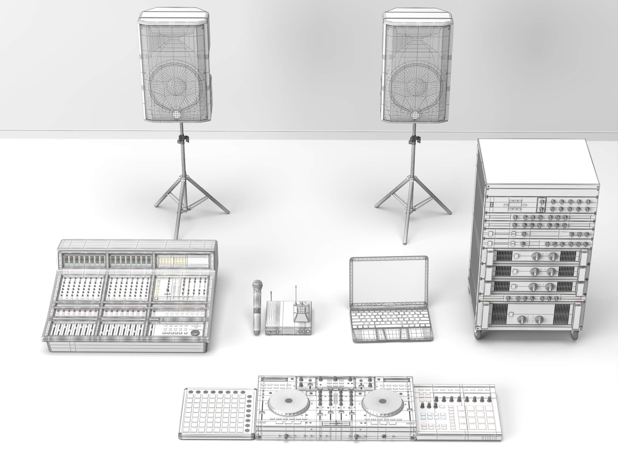 Live Sound DJ Equipment Set 3D Model