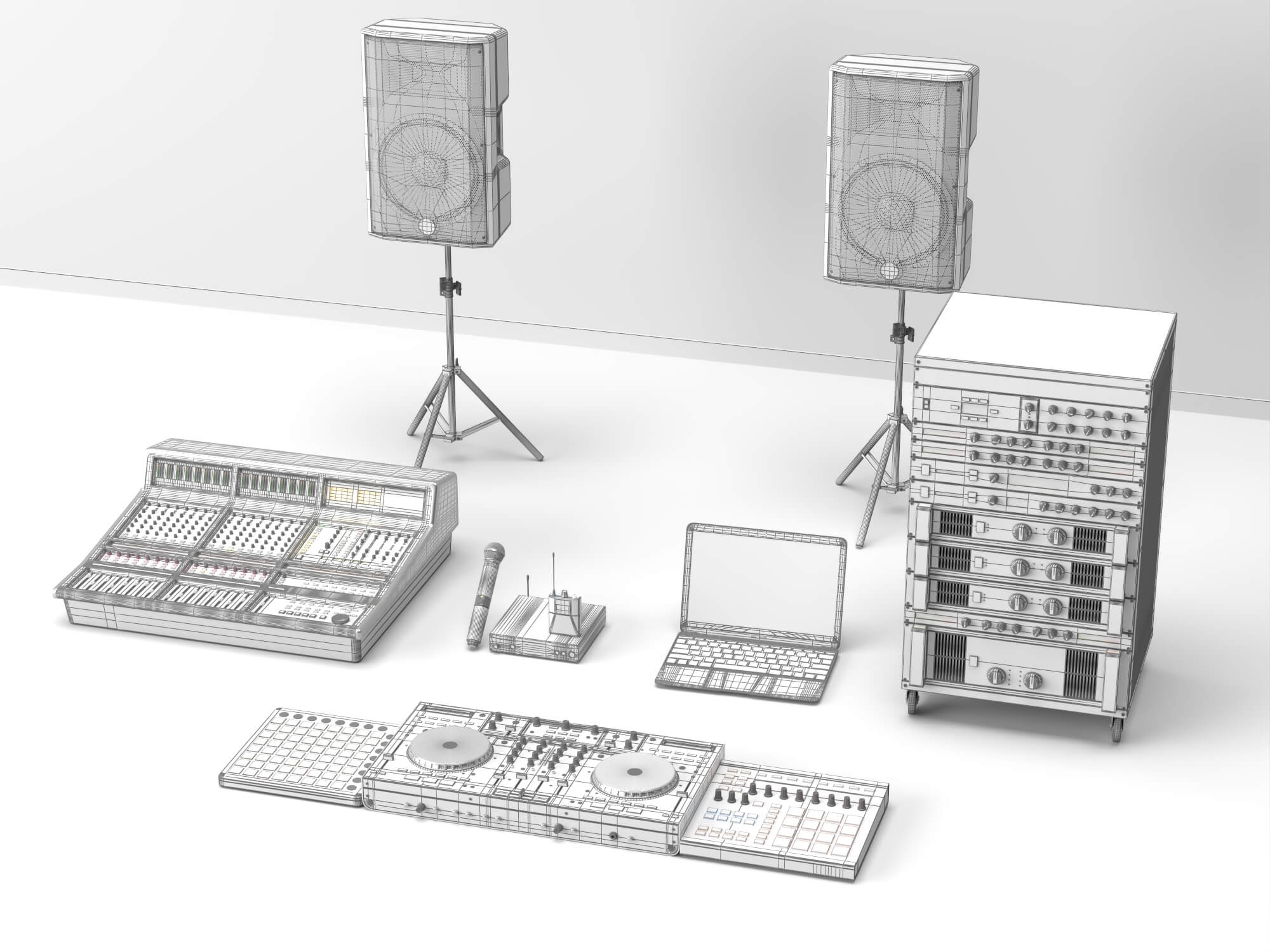 Live Sound DJ Equipment Set 3D Model