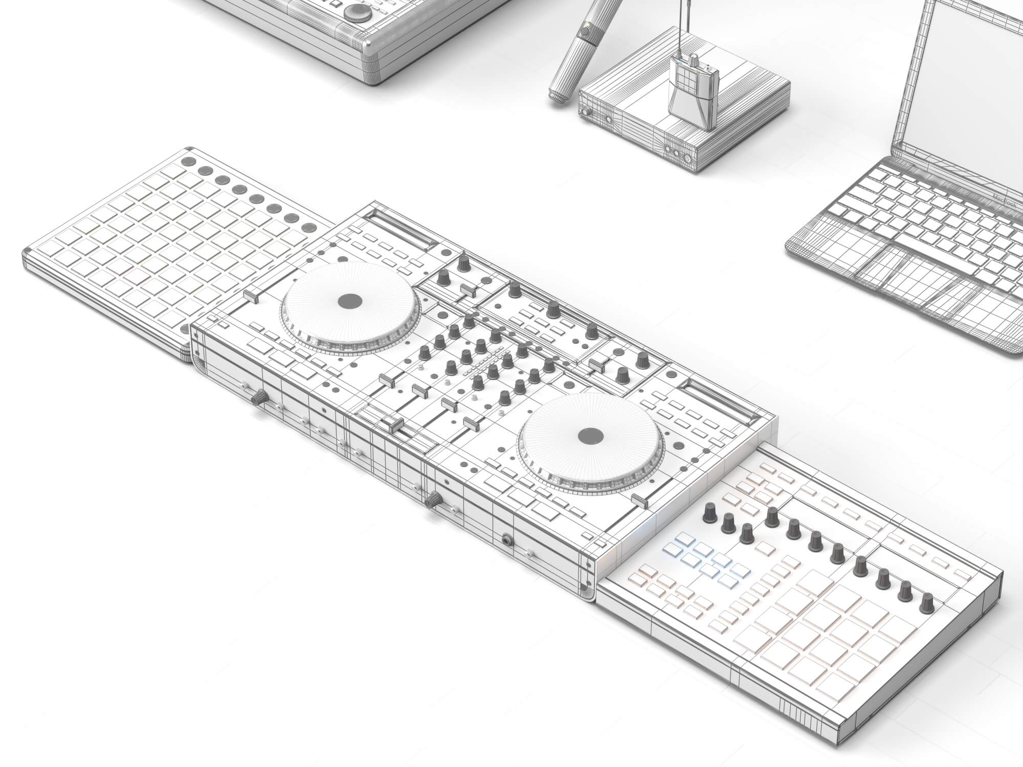 Live Sound DJ Equipment Set 3D Model