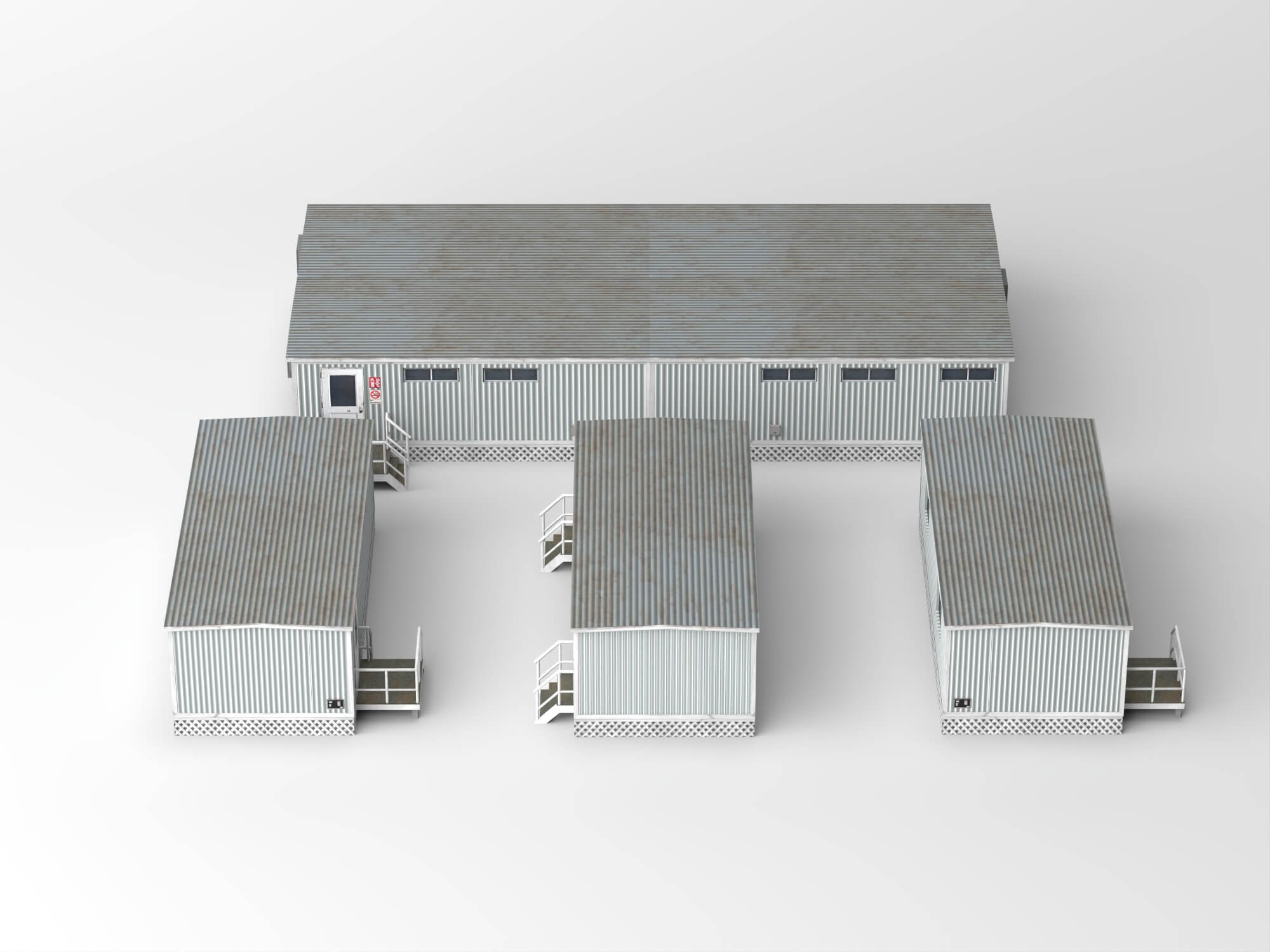 Low Poly Prefab Site Office Container Buildings Pack 3D Model