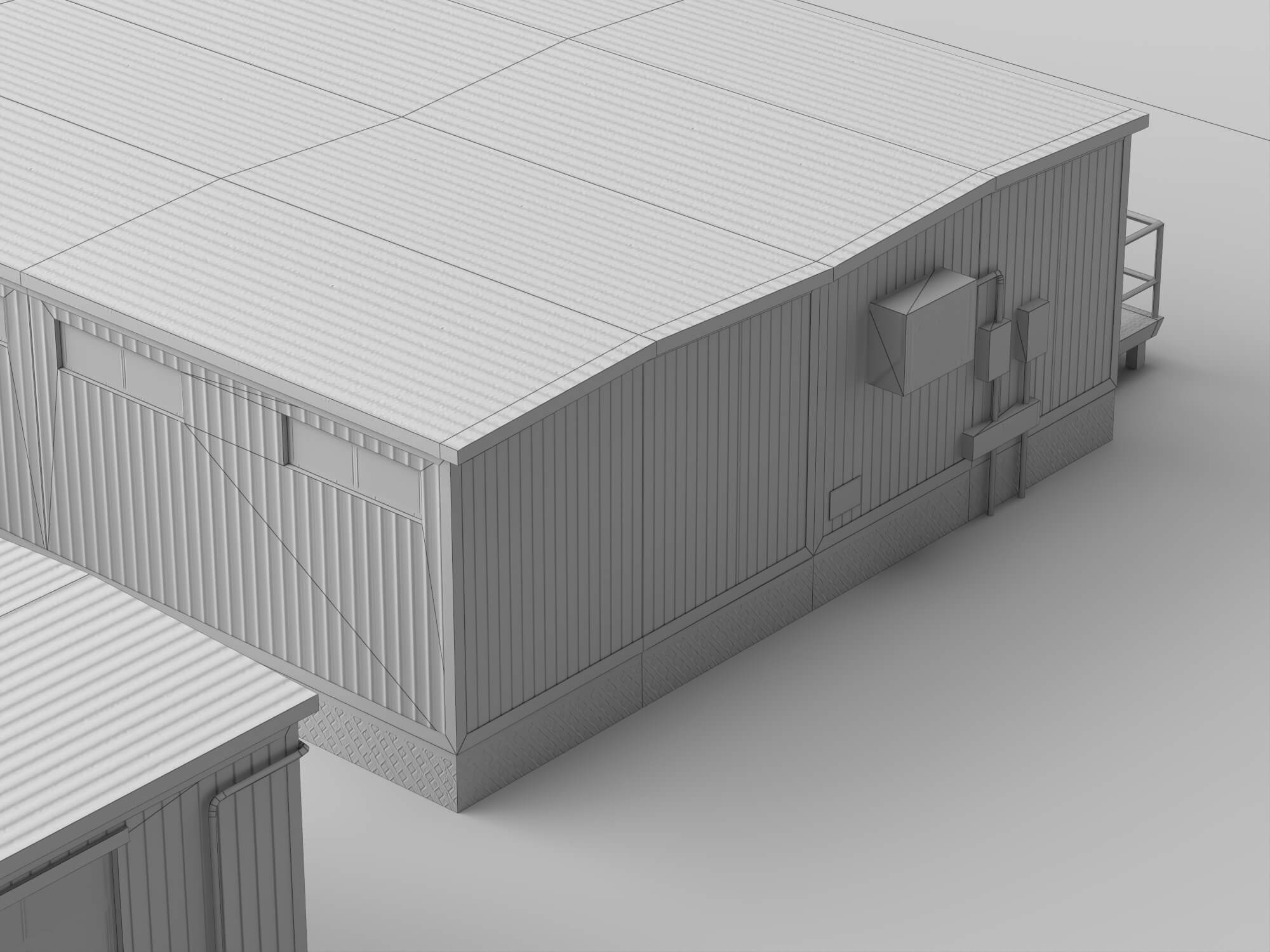 Low Poly Prefab Site Office Container Buildings Pack 3D Model