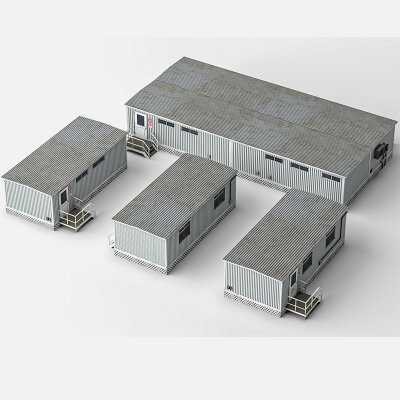 Low Poly Prefab Site Office Container Buildings Pack
