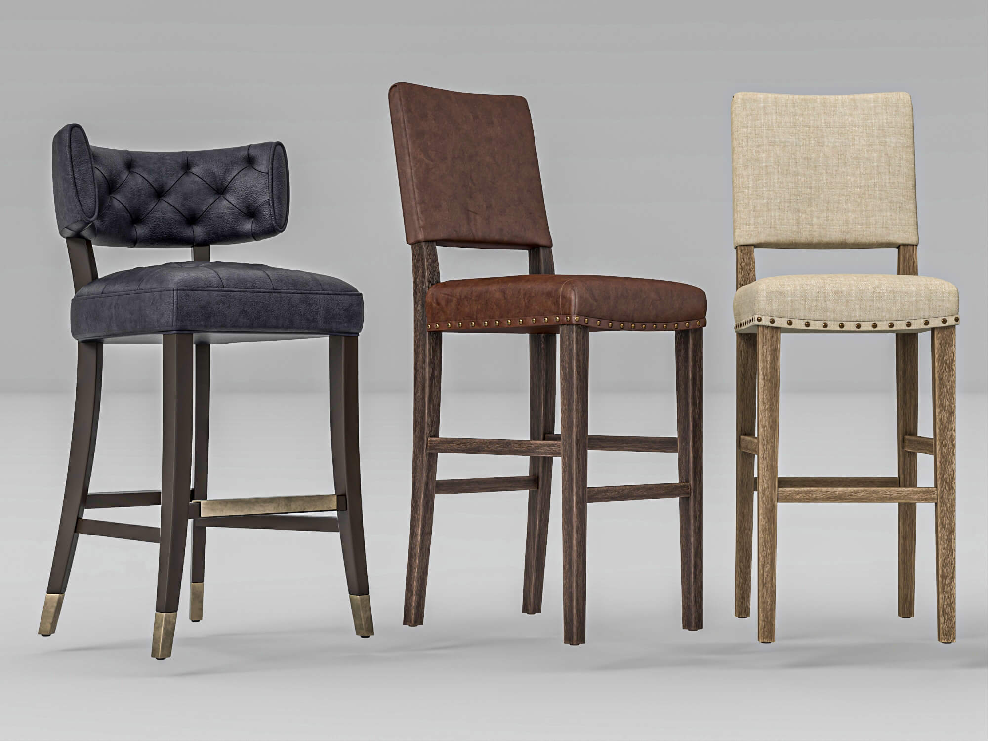 Luxury Bar Stools Collection 3D Model