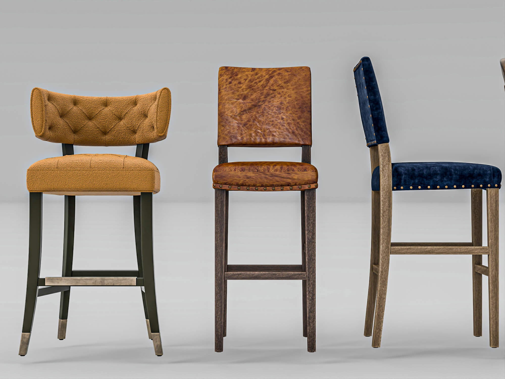 Luxury Bar Stools Collection 3D Model