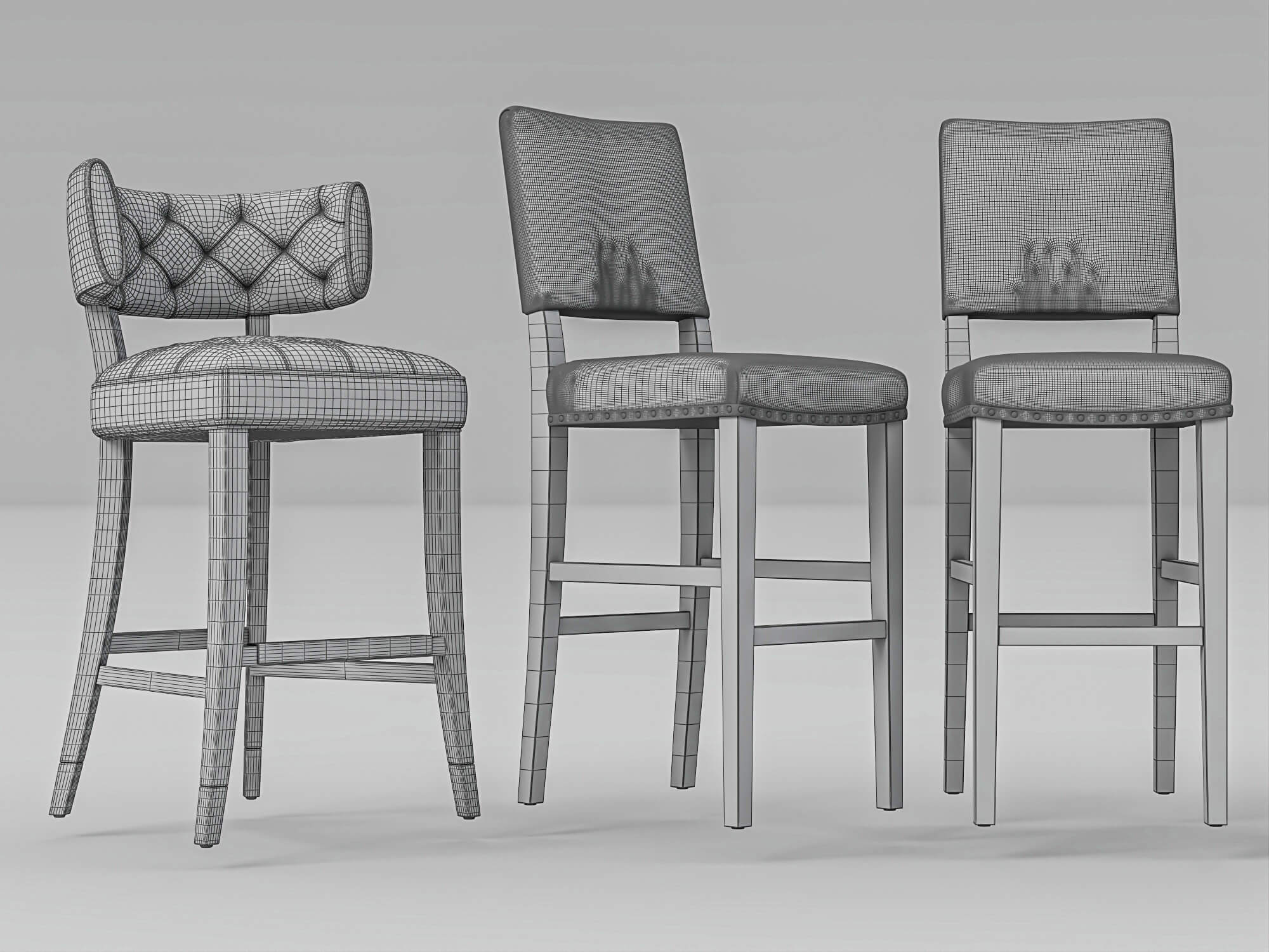 Luxury Bar Stools Collection 3D Model