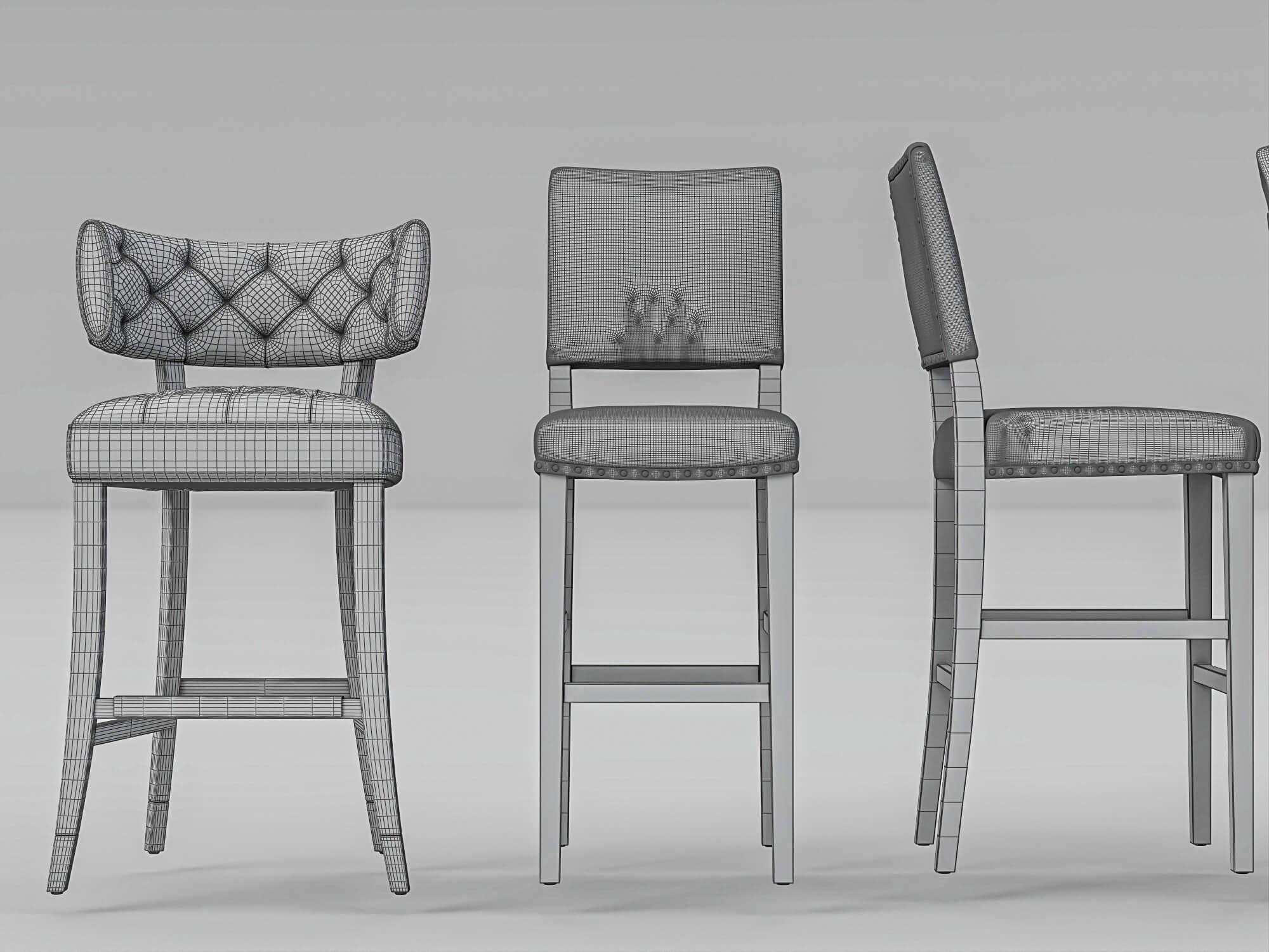 Luxury Bar Stools Collection 3D Model