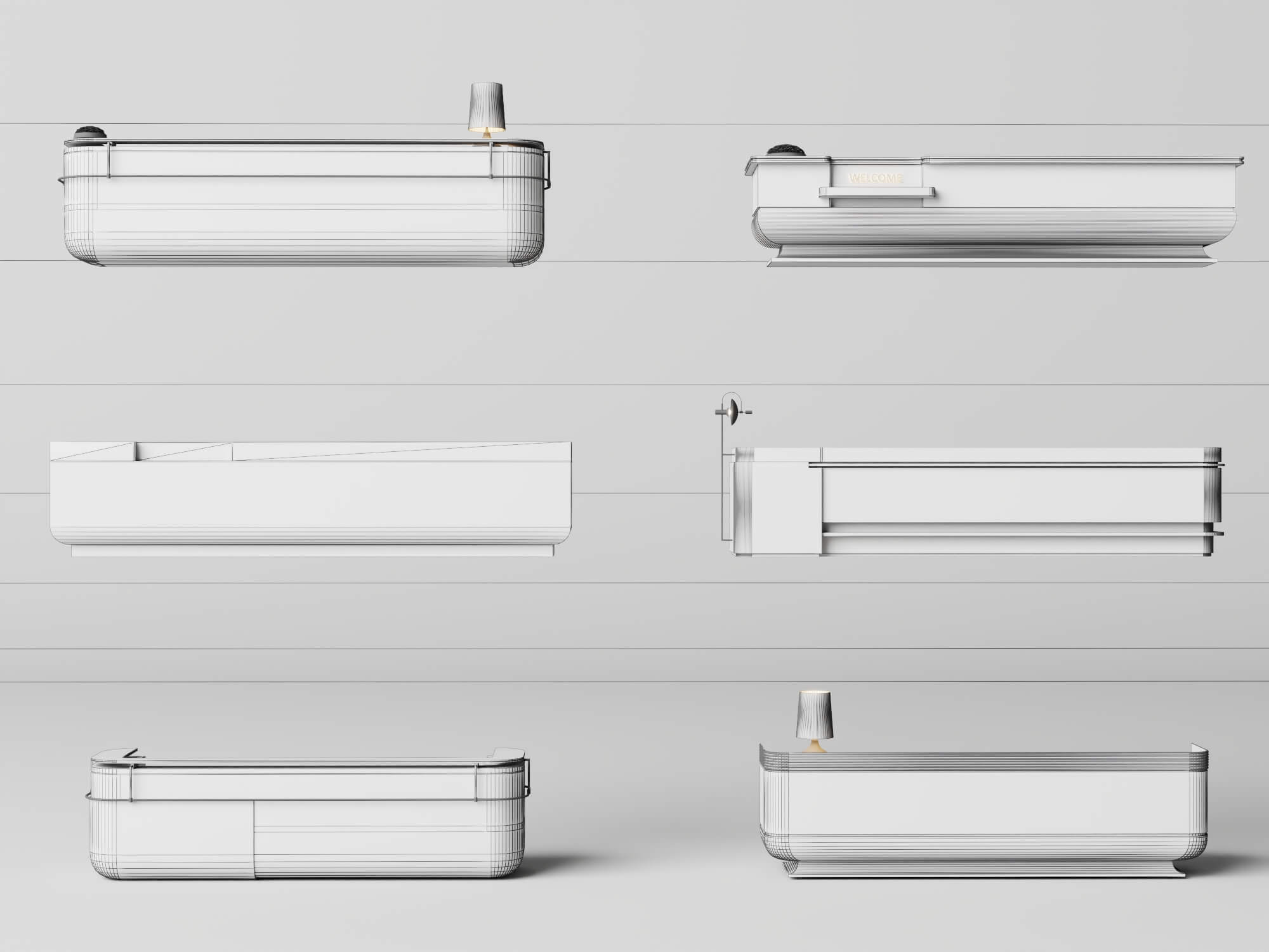 Luxury Marble Reception Desk Pack 3D Model