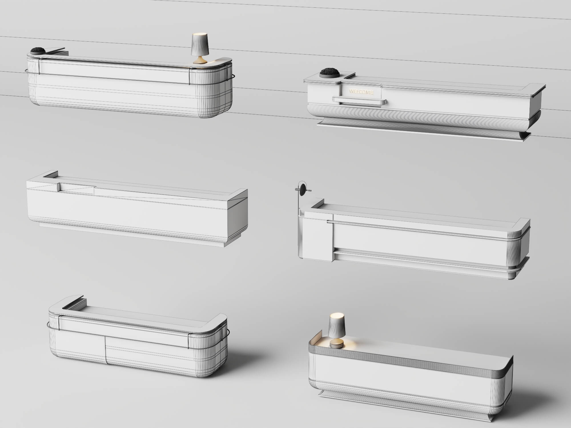 Luxury Marble Reception Desk Pack 3D Model