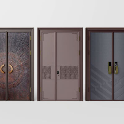 Luxury Metal Entrance Double Doors 3D Models