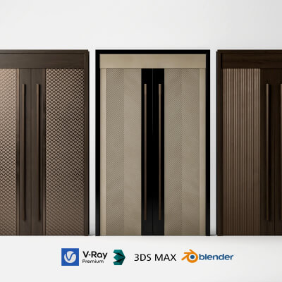 Luxury Modern Double Entry Doors 3D Models
