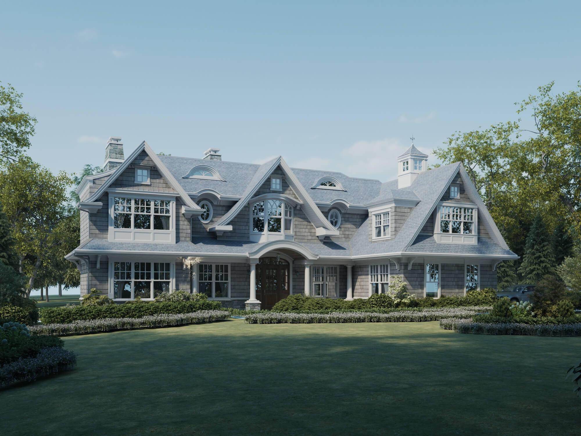 Luxury Shingle Style Mansion Exterior 3D Model