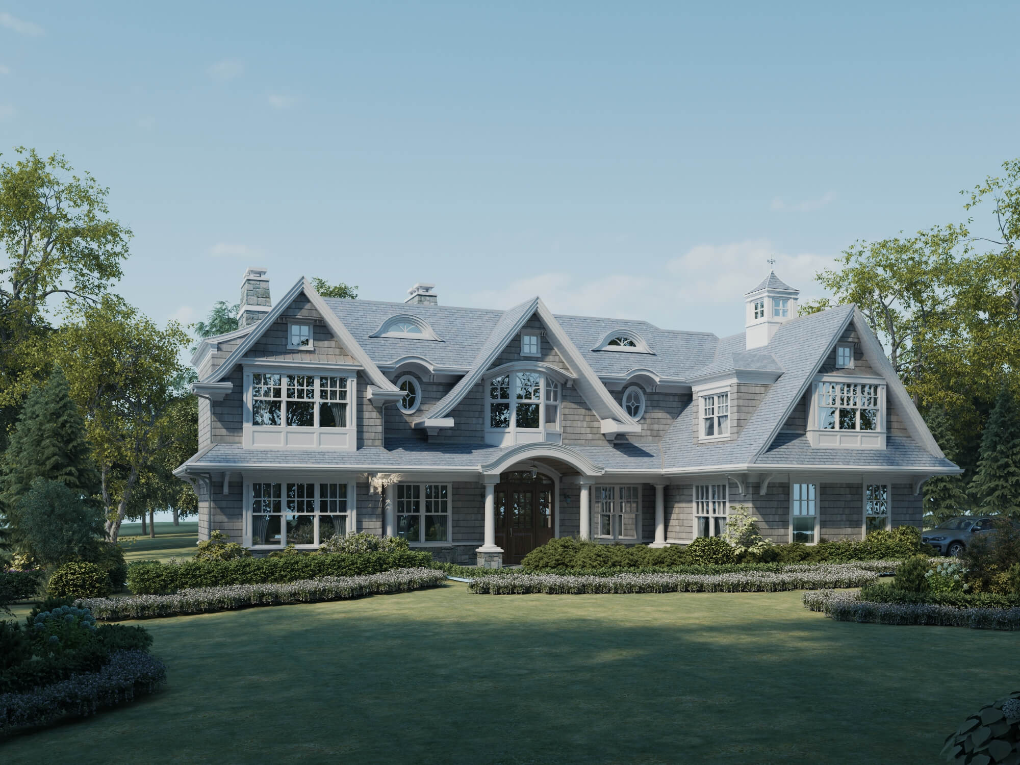 Luxury Shingle Style Mansion Exterior 3D Model