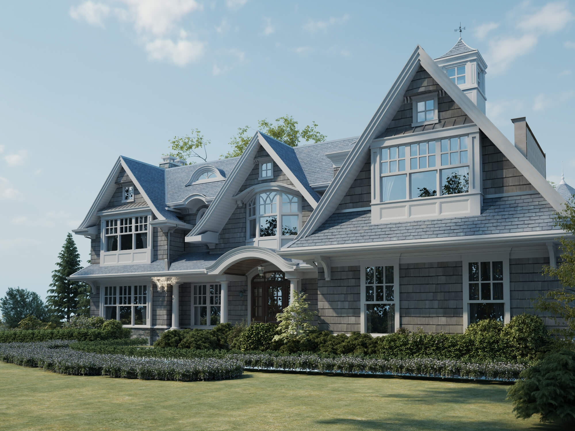 Luxury Shingle Style Mansion Exterior 3D Model