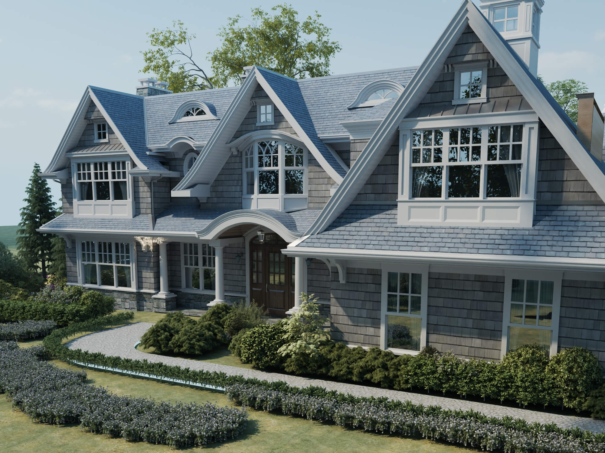 Luxury Shingle Style Mansion Exterior 3D Model