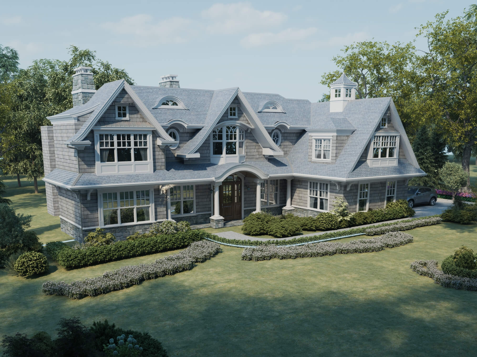 Luxury Shingle Style Mansion Exterior 3D Model