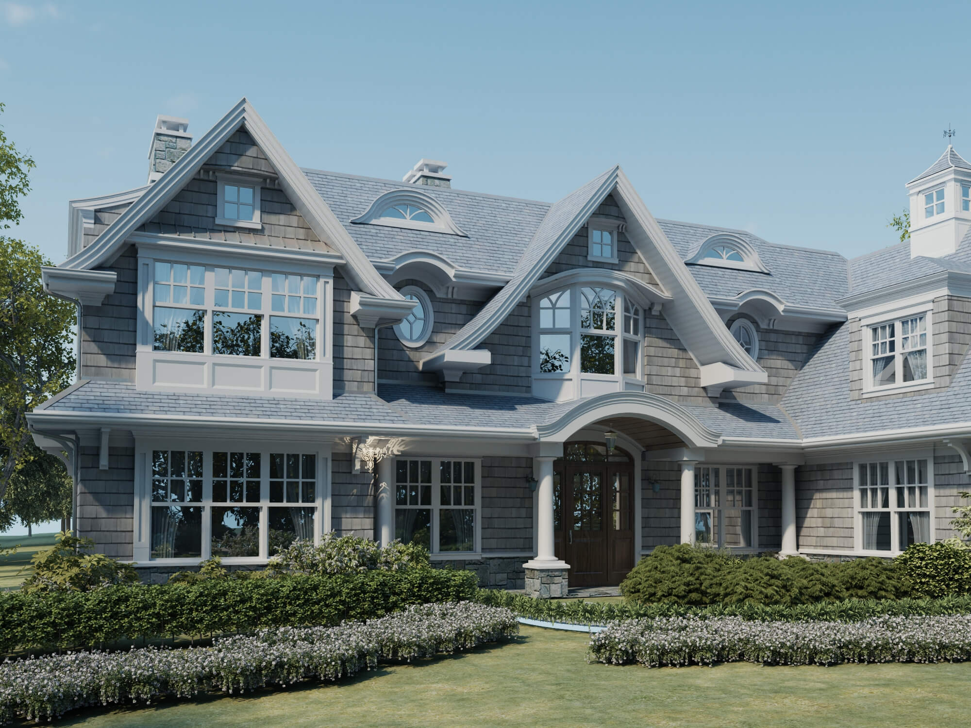 Luxury Shingle Style Mansion Exterior 3D Model