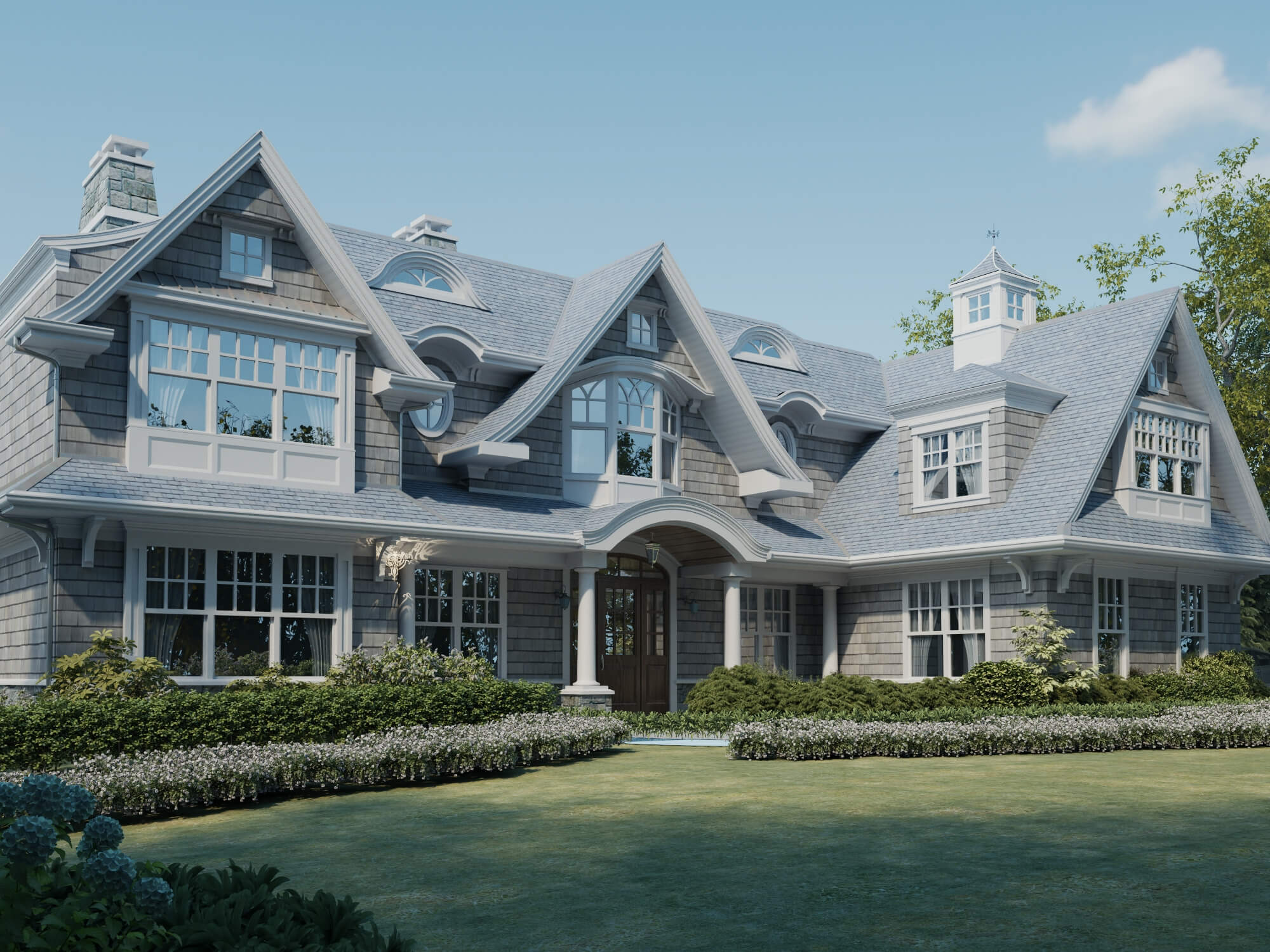 Luxury Shingle Style Mansion Exterior 3D Model
