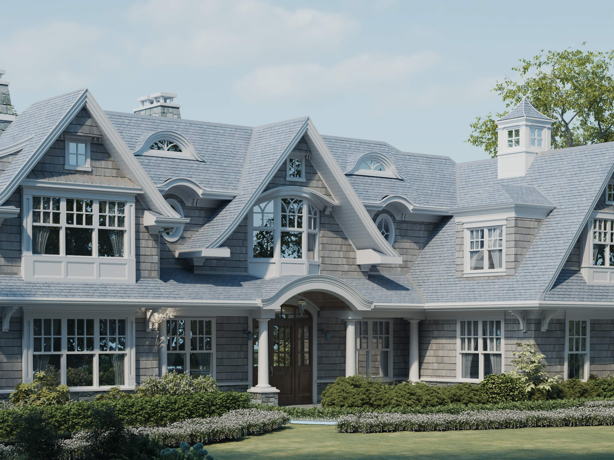 Luxury Shingle Style Mansion Exterior 3D Model