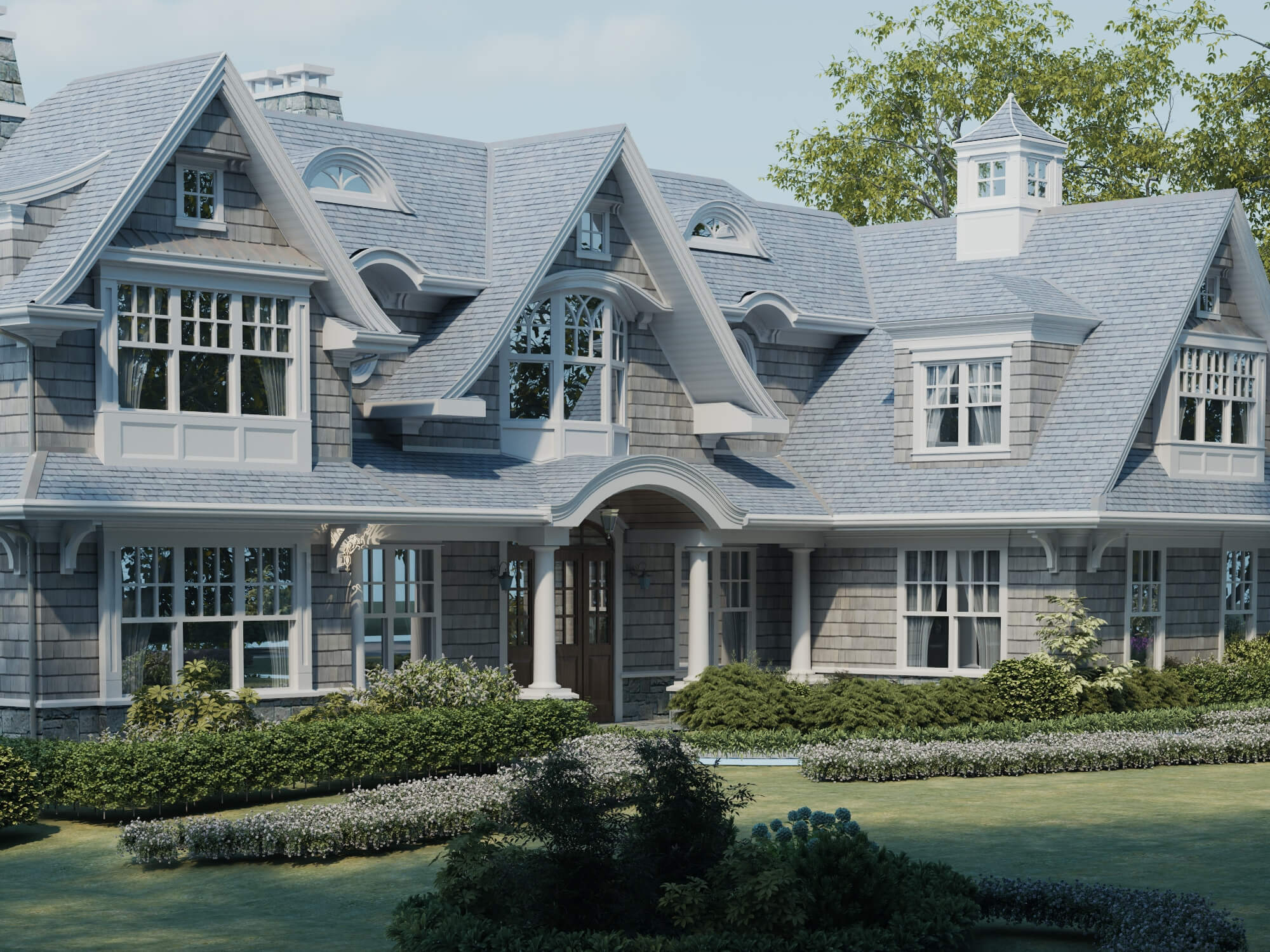 Luxury Shingle Style Mansion Exterior 3D Model