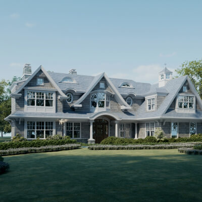 Luxury Shingle Style Mansion Exterior