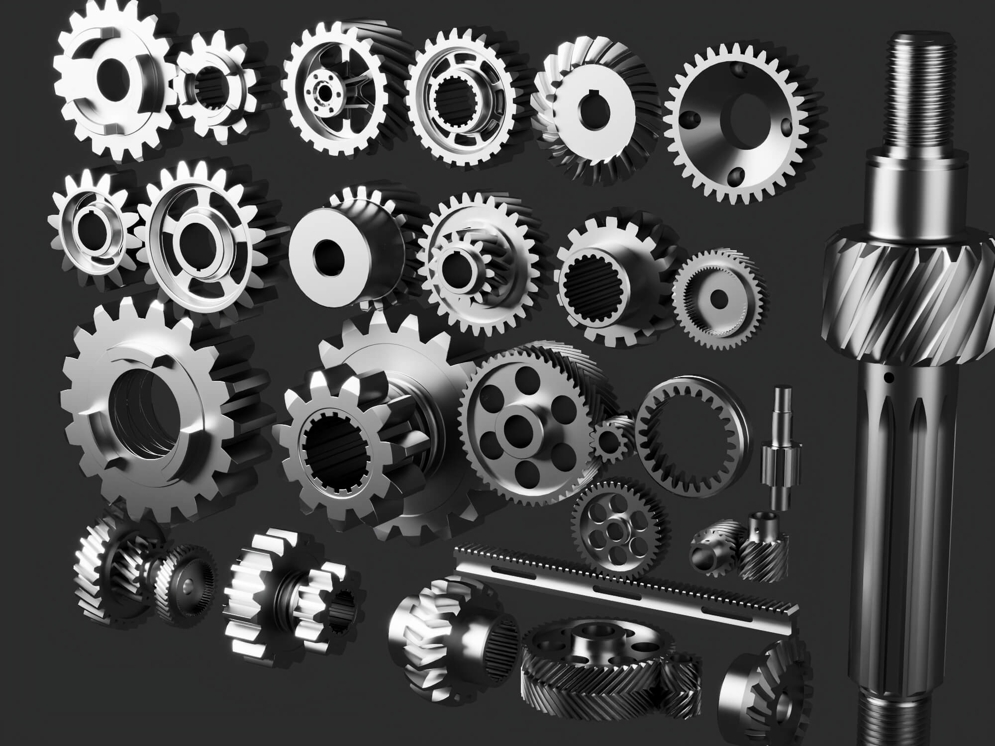 Mechanical Gear Parts Collection 3D Model 3D Model