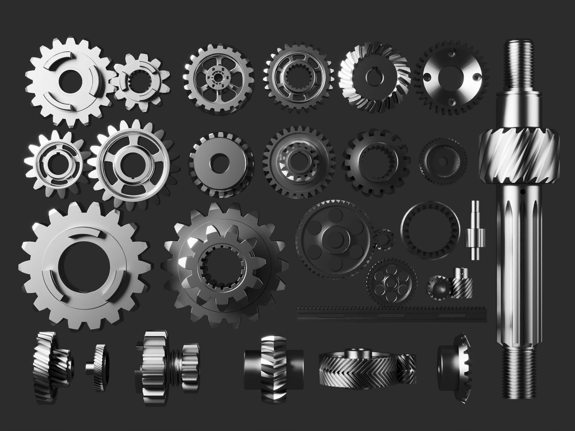 Mechanical Gear Parts Collection 3D Model 3D Model