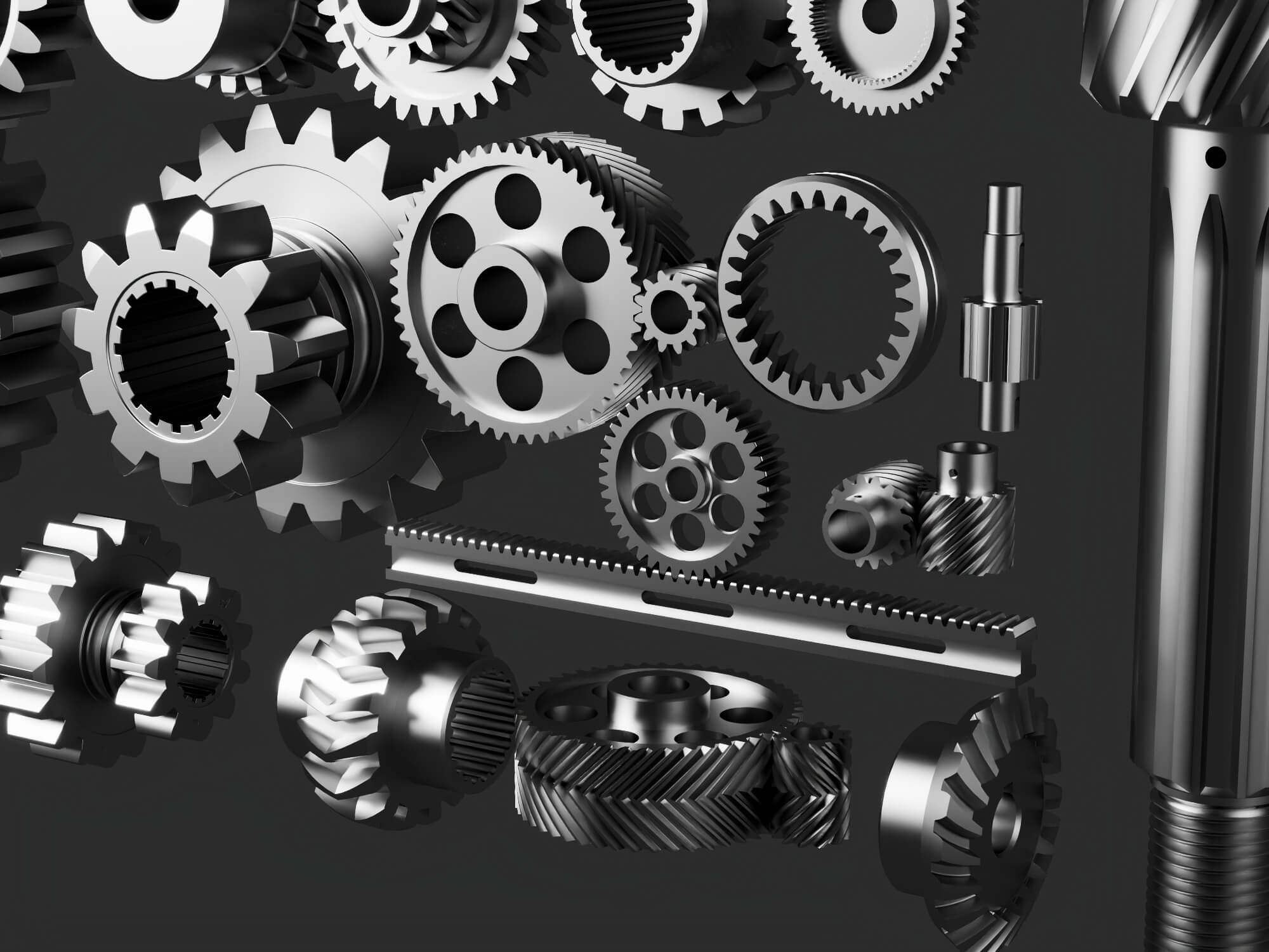 Mechanical Gear Parts Collection 3D Model 3D Model