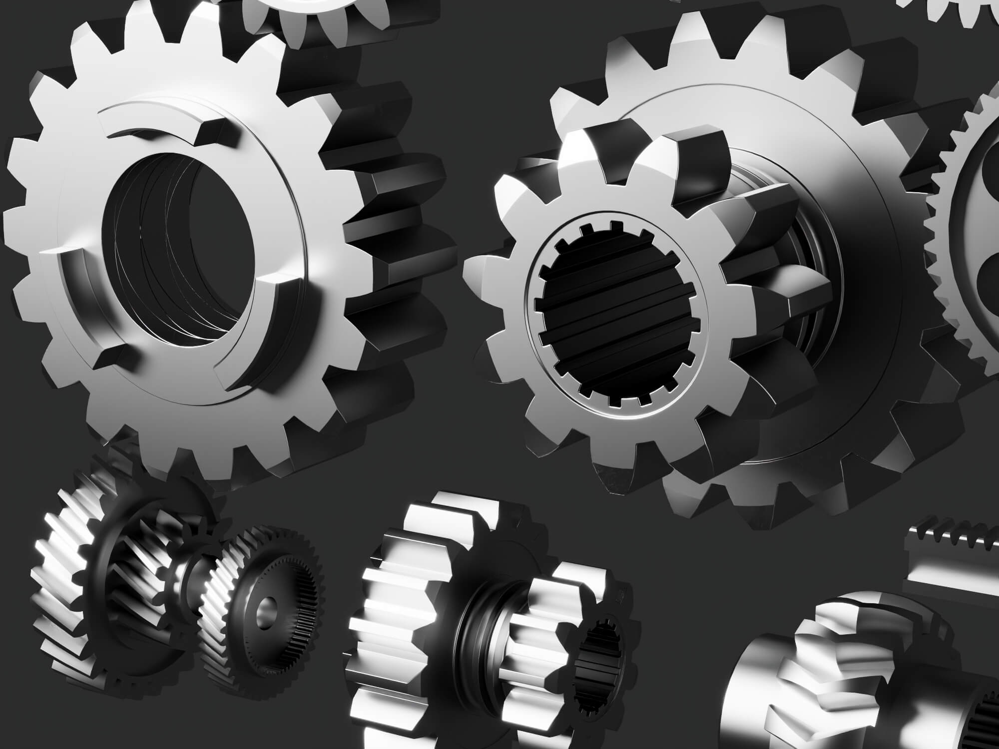 Mechanical Gear Parts Collection 3D Model 3D Model