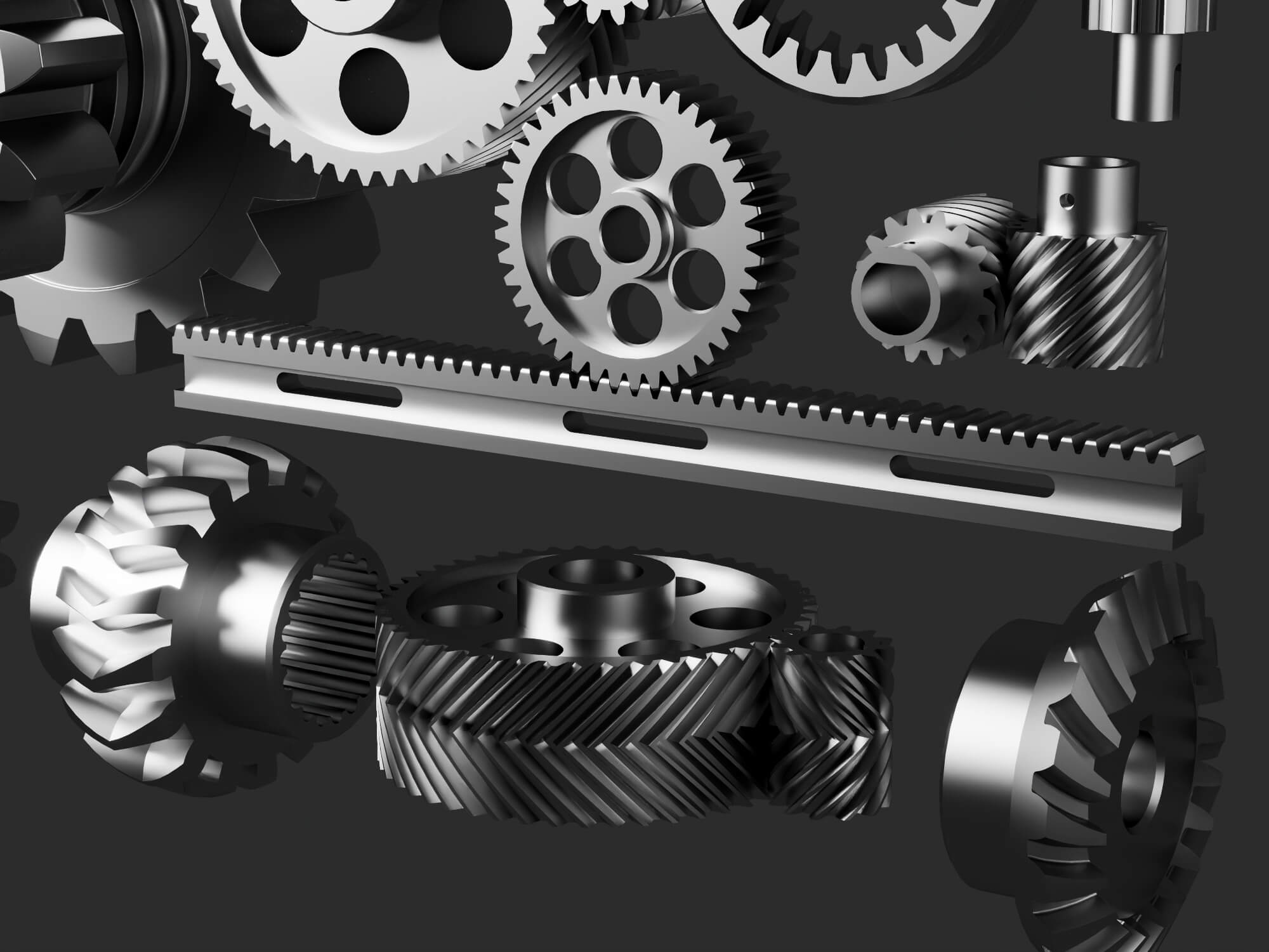 Mechanical Gear Parts Collection 3D Model 3D Model