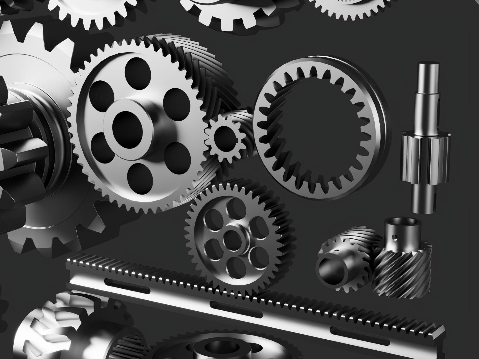 Mechanical Gear Parts Collection 3D Model 3D Model
