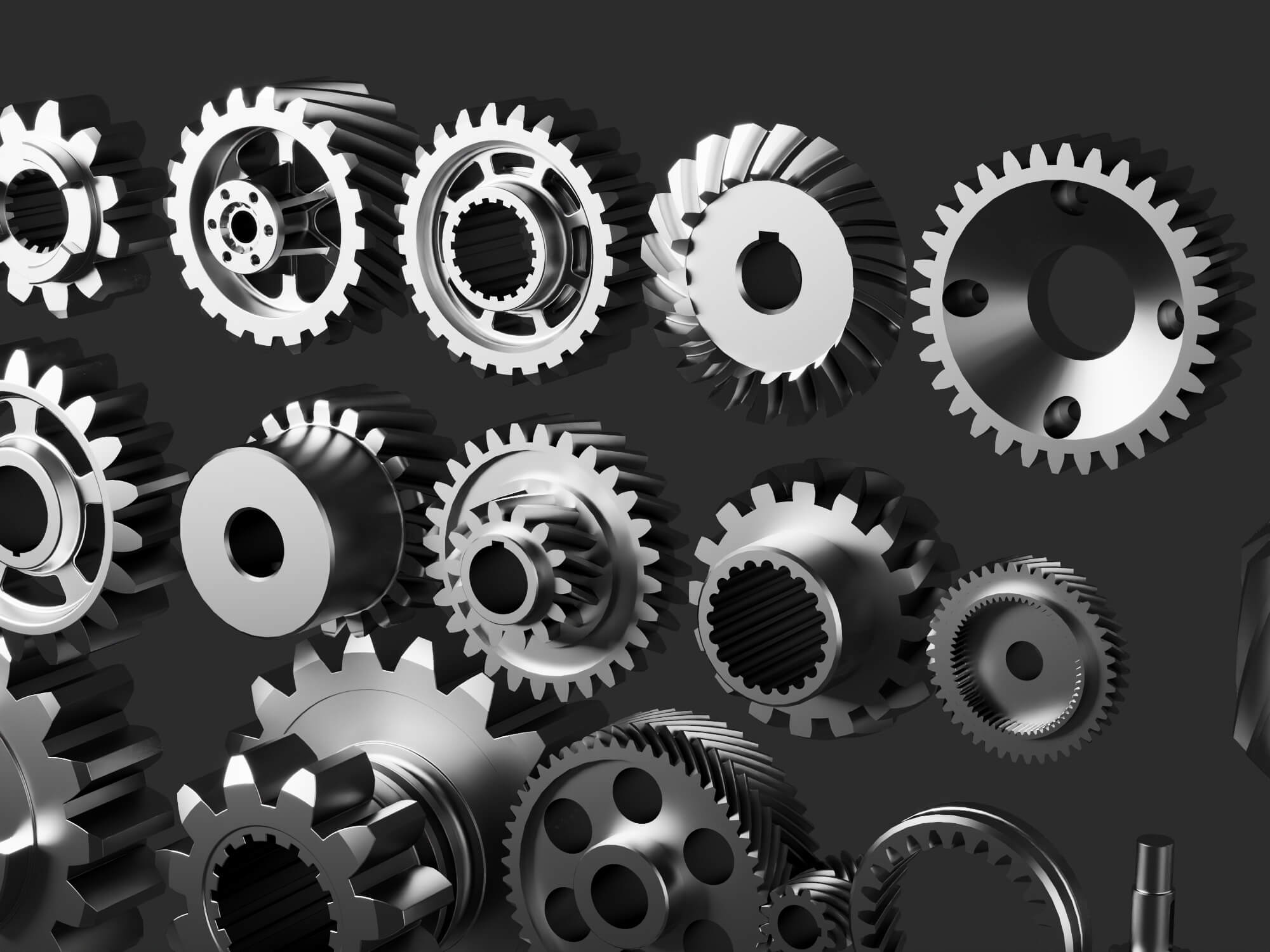 Mechanical Gear Parts Collection 3D Model 3D Model