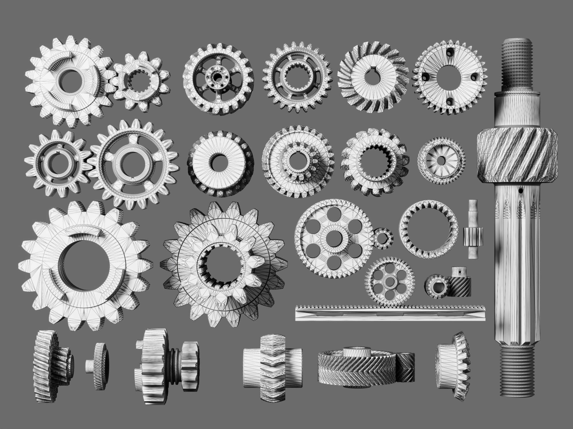 Mechanical Gear Parts Collection 3D Model 3D Model