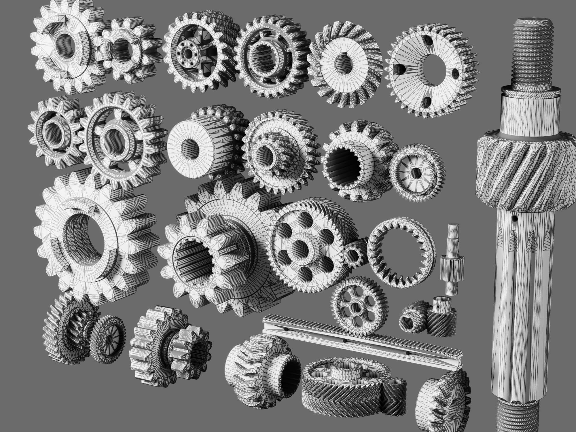 Mechanical Gear Parts Collection 3D Model 3D Model